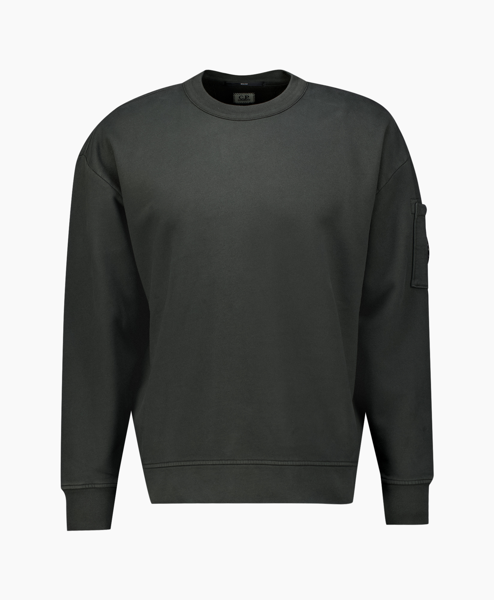 Sweater Brushed Emerized Diagonal Fleece Crewneck Donker Grijs
