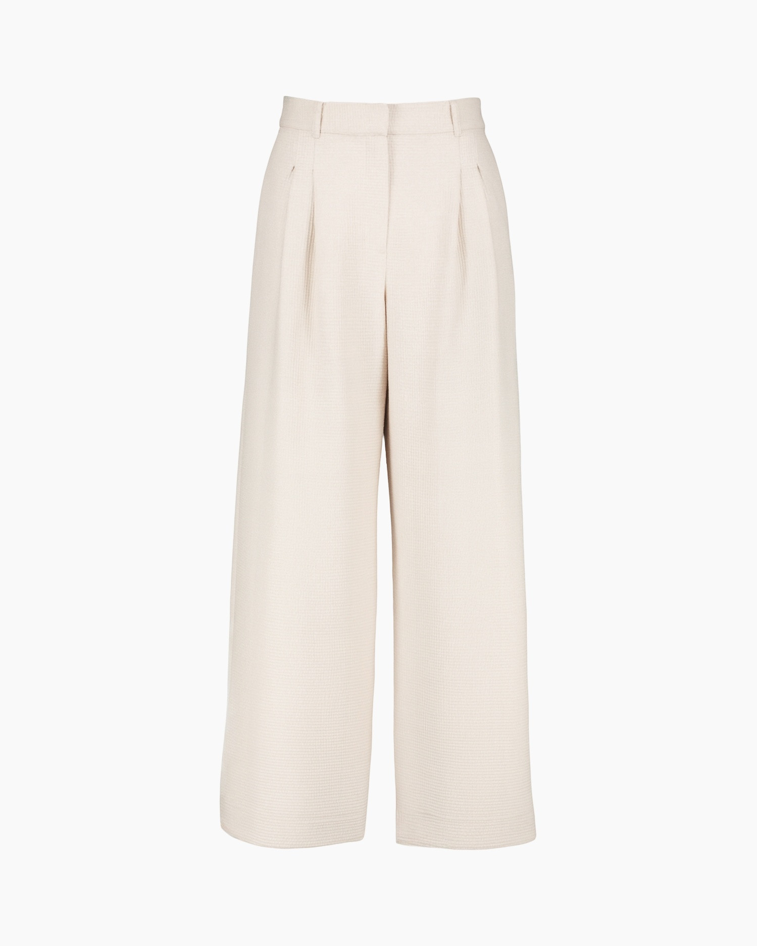 broek, wijdvallend, crêpe, beige, plooien