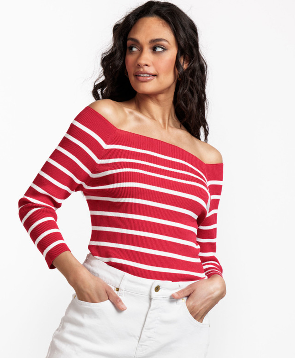 Studio Anneloes Pullover Diede Stripe Bootneck Pul Rood