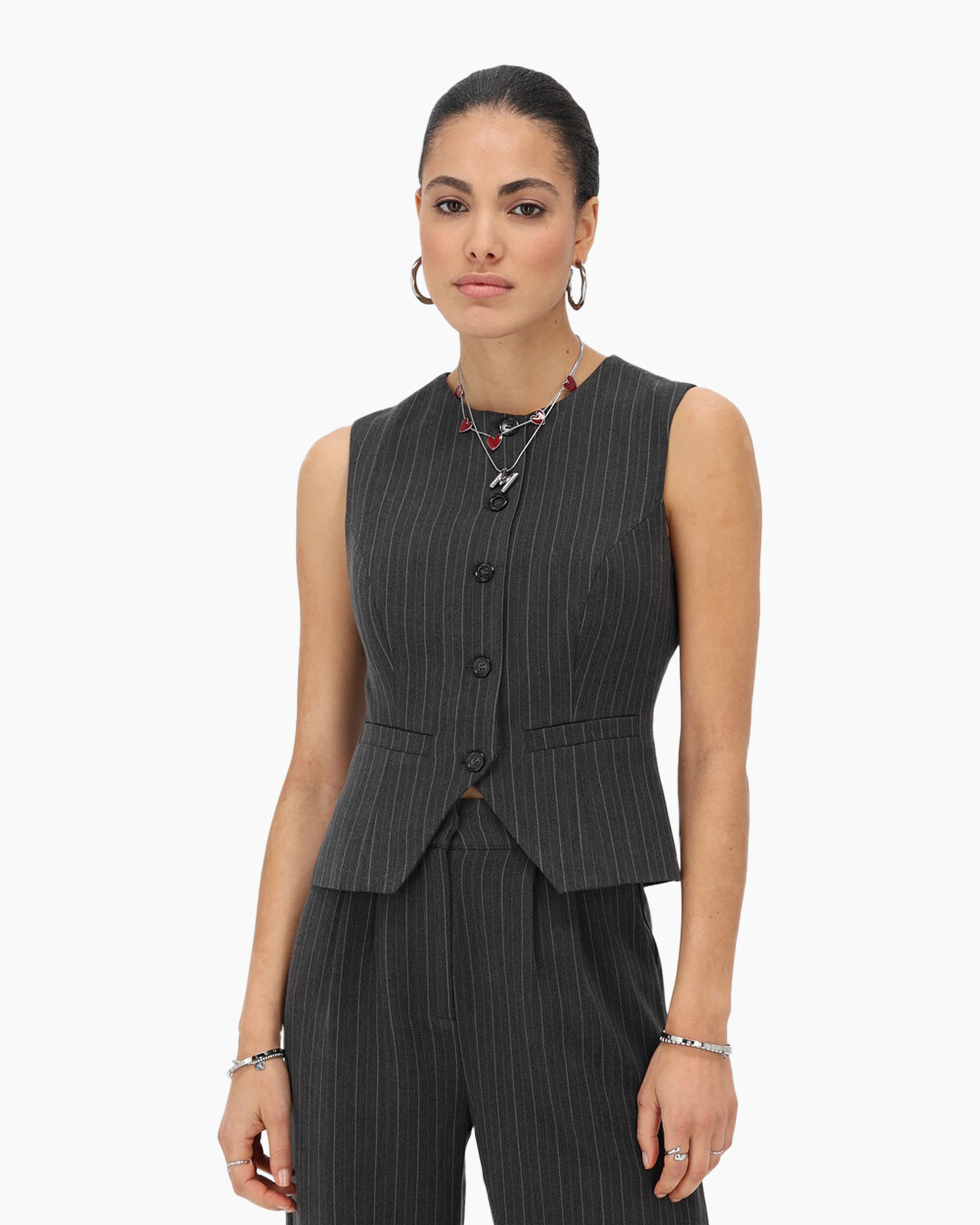 Jack Pinstripe Gilet midden grijs