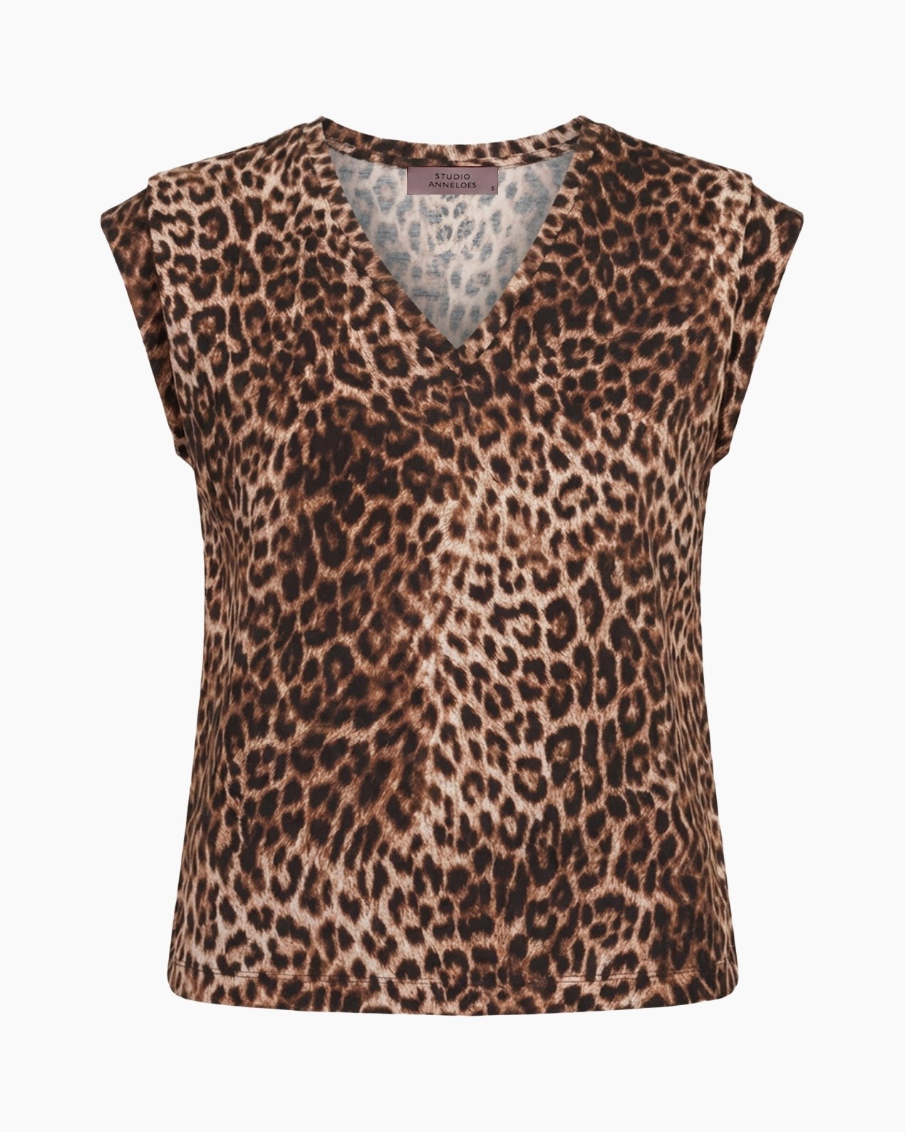 leeuwen print, mouwloos bovenstuk, v-hals, polyester, shirt