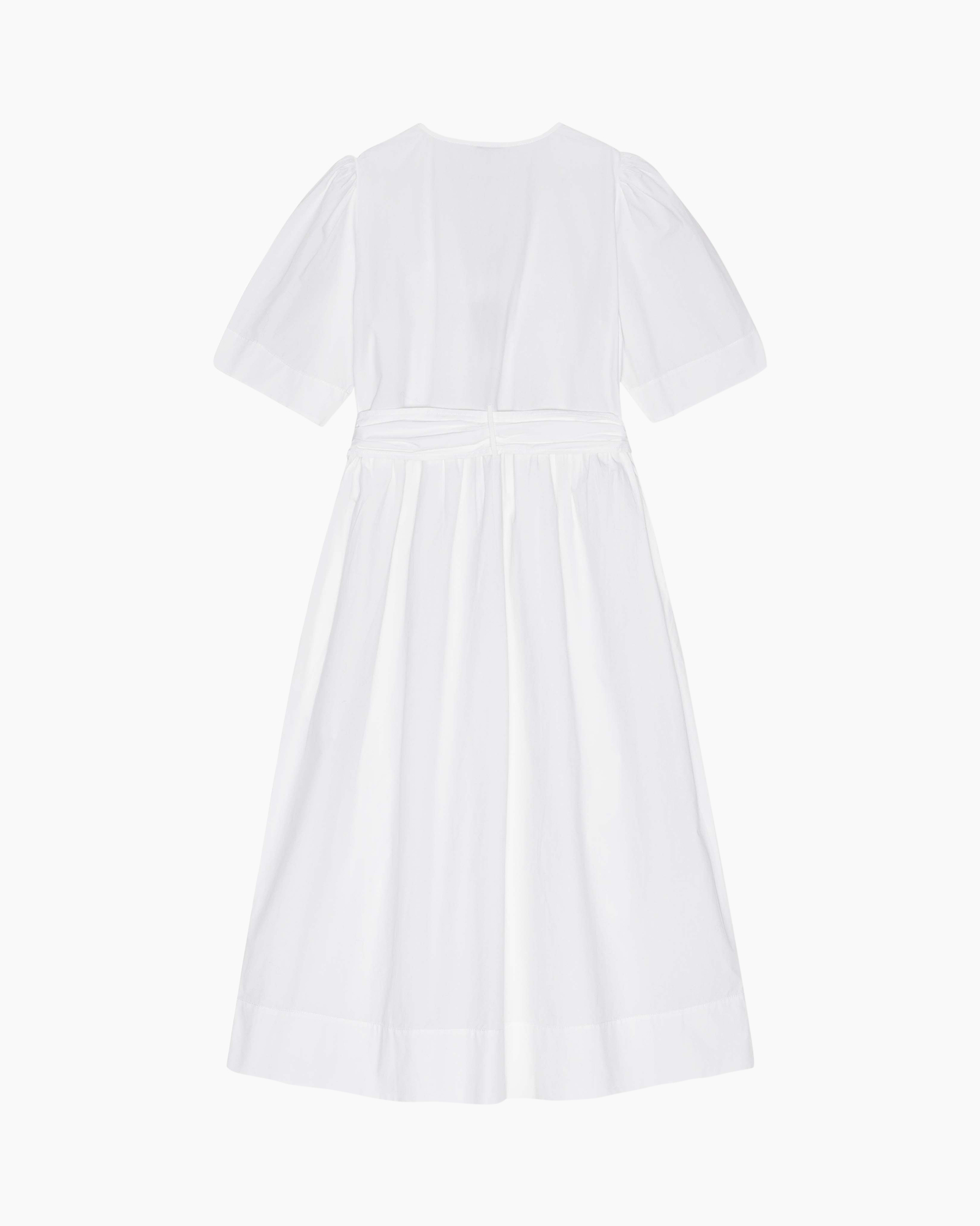 Midi Jurk Washed Stretch Cotton Tie Strap Wit