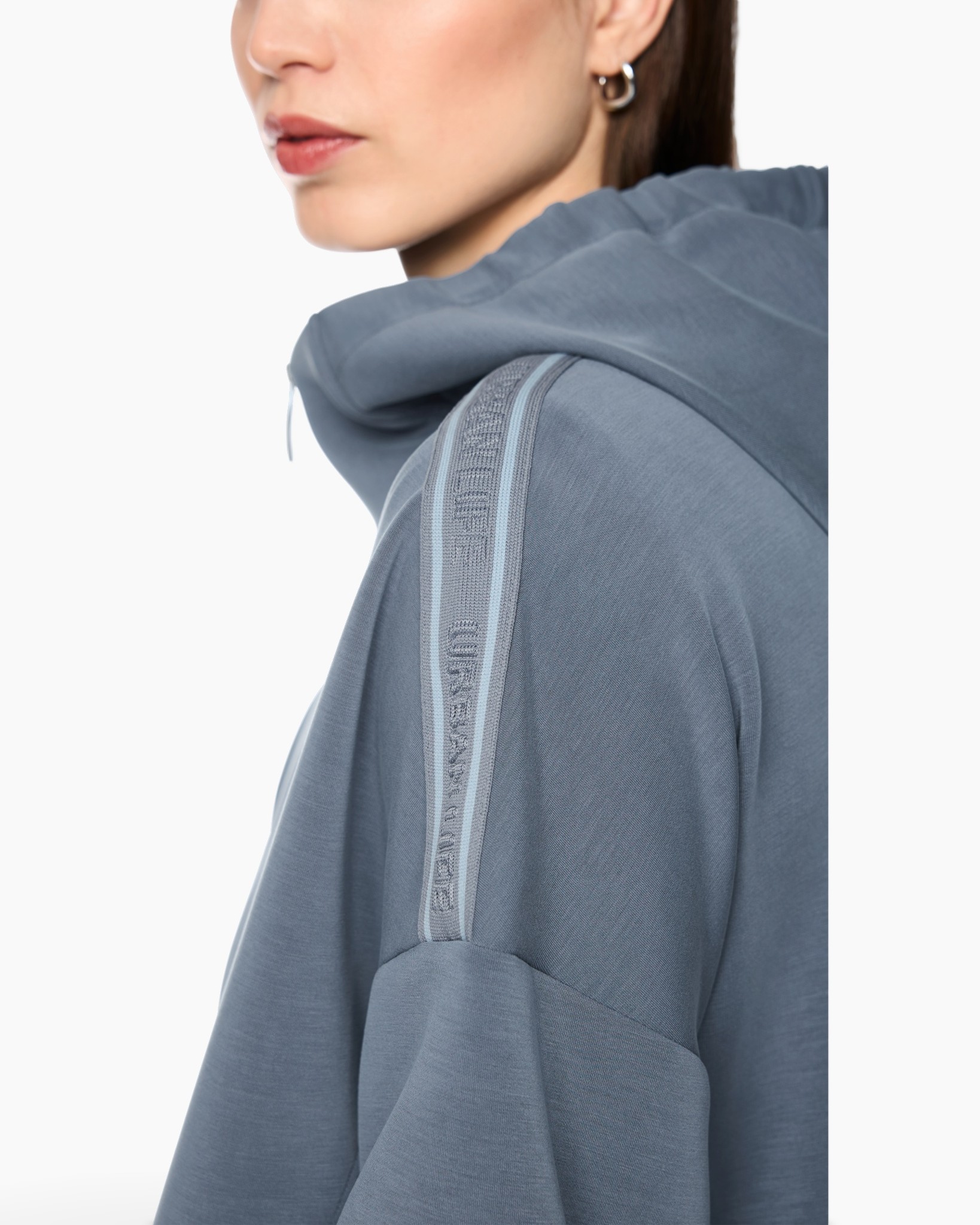 hoodie, schoudernaad, rits, koord