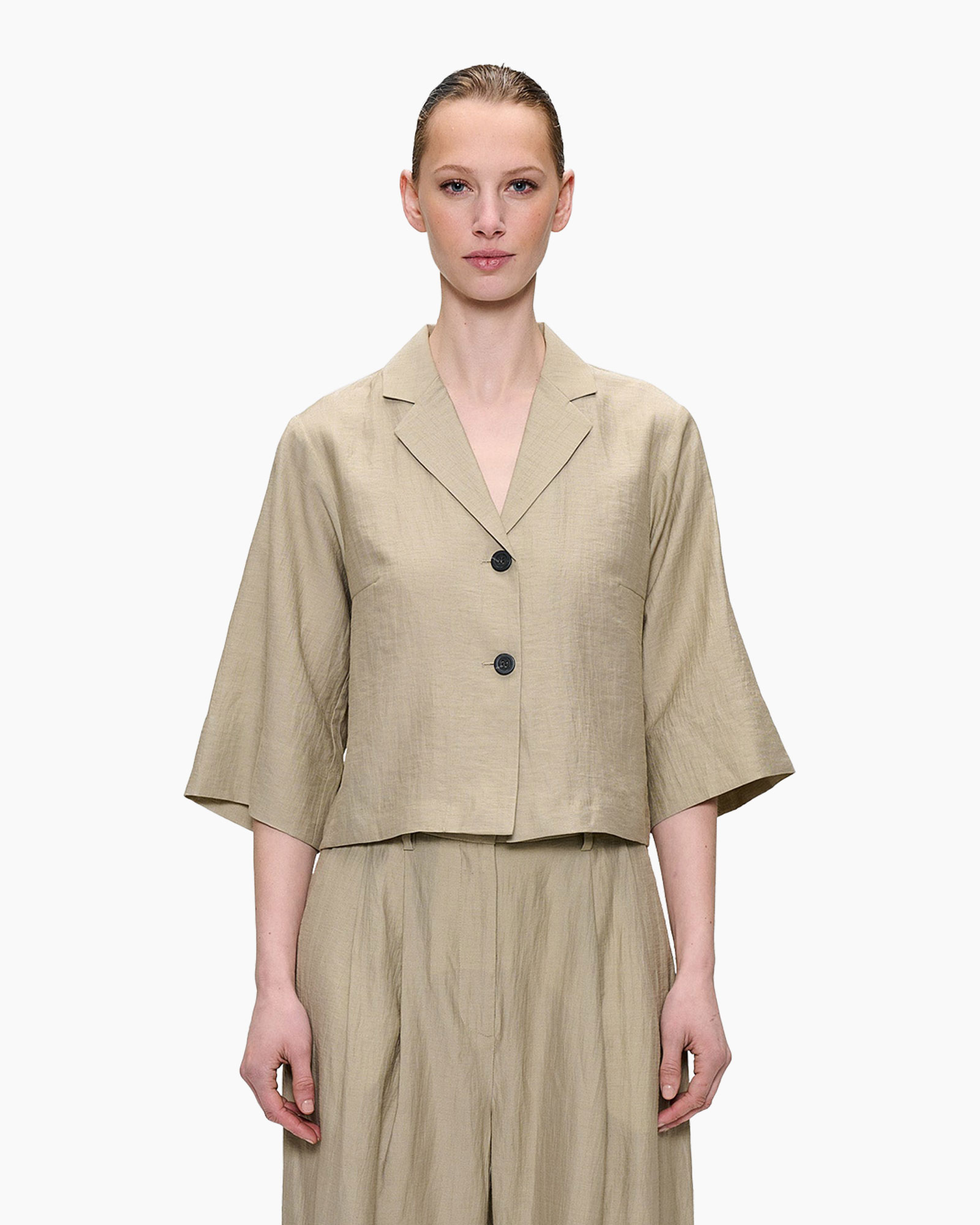 linen, beige, blazer, jacket, short-sleeve