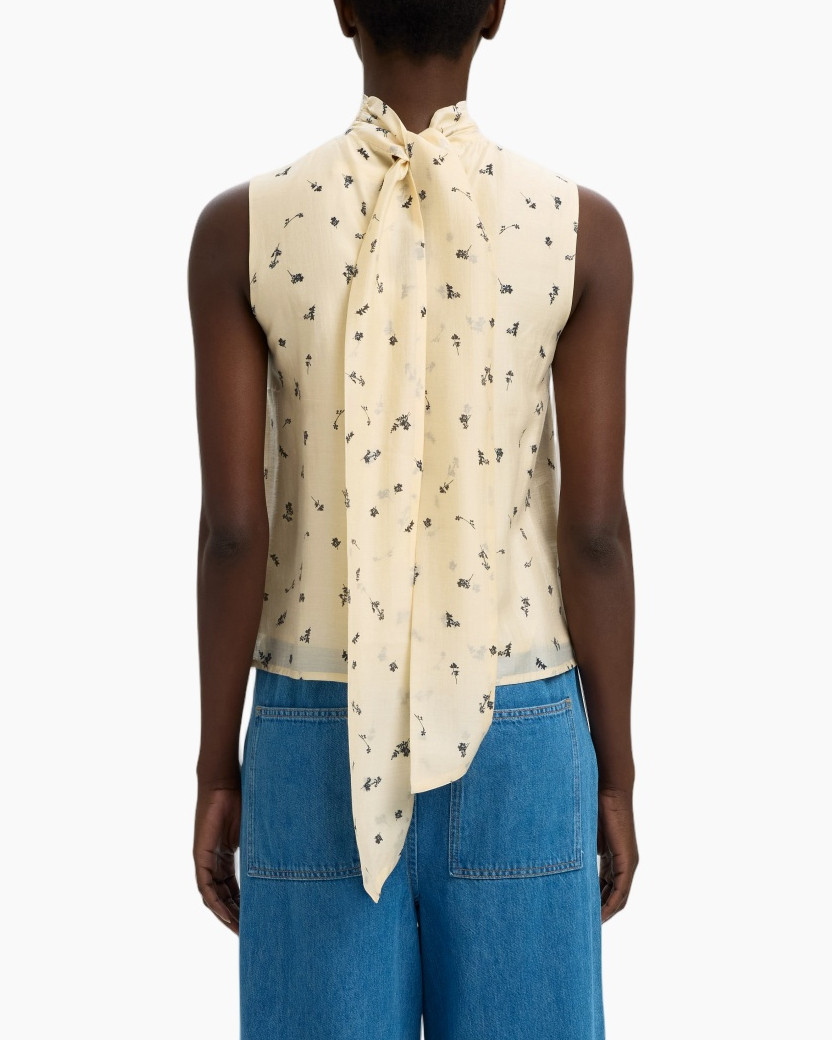 top body, hals-tank?, bloemprint?, zonder mouwen, beige