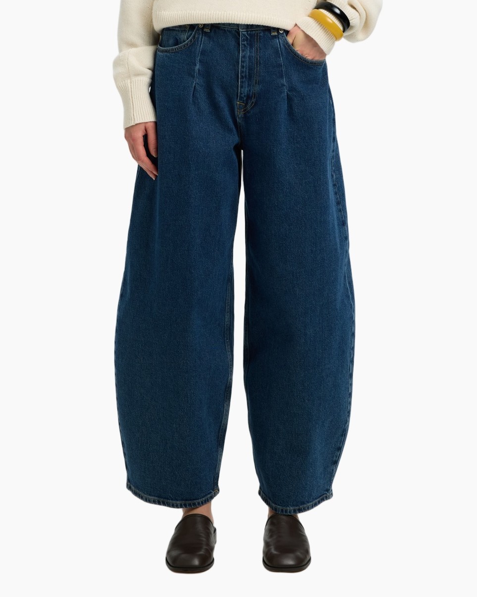 broeken, wijd-uitlopende, denim, spijkerbroek, blauw