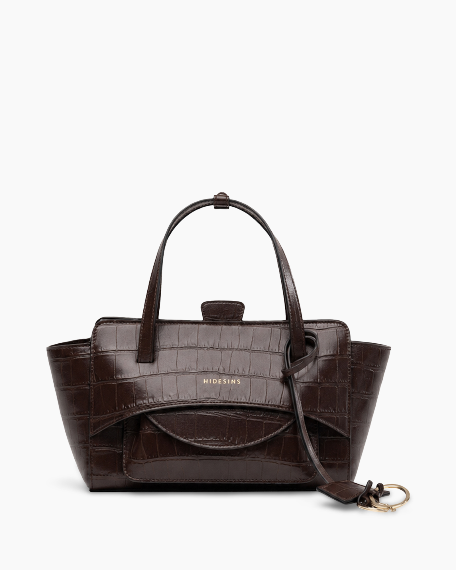 handtas, portemonnee, bruin, krokodillenhuid, stapelhanger