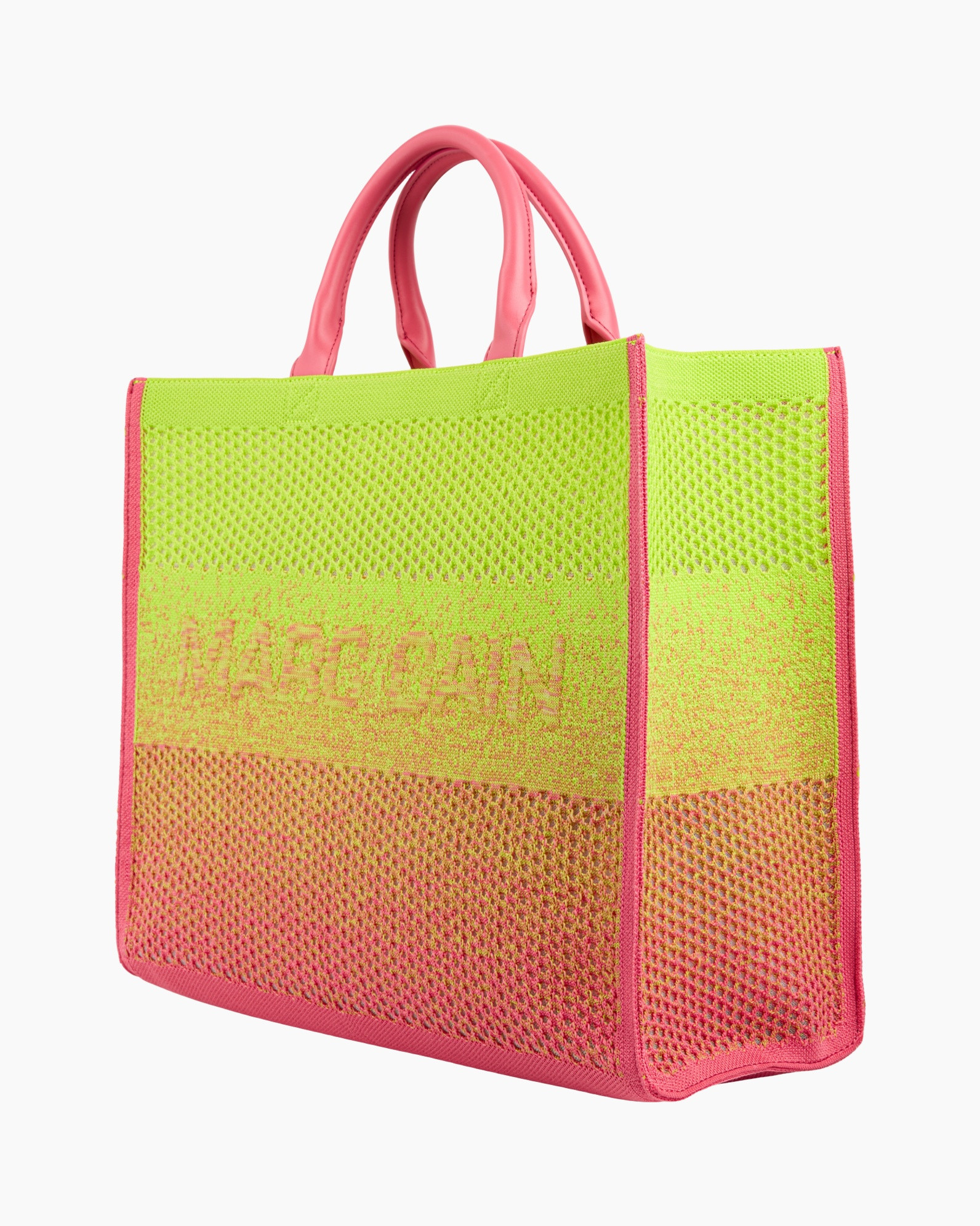 tote tas, gaas tas, neon kleuren, roze hengsels, gestreept patroon