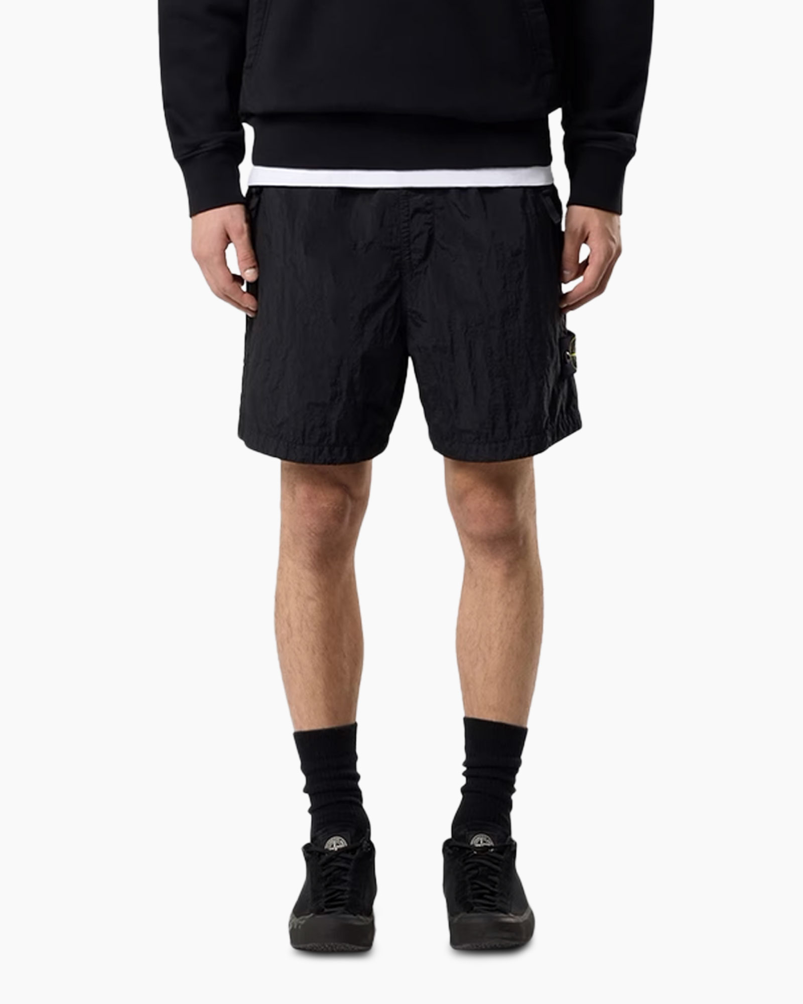shorts, zwart, athletisch, cargo, trekkoord