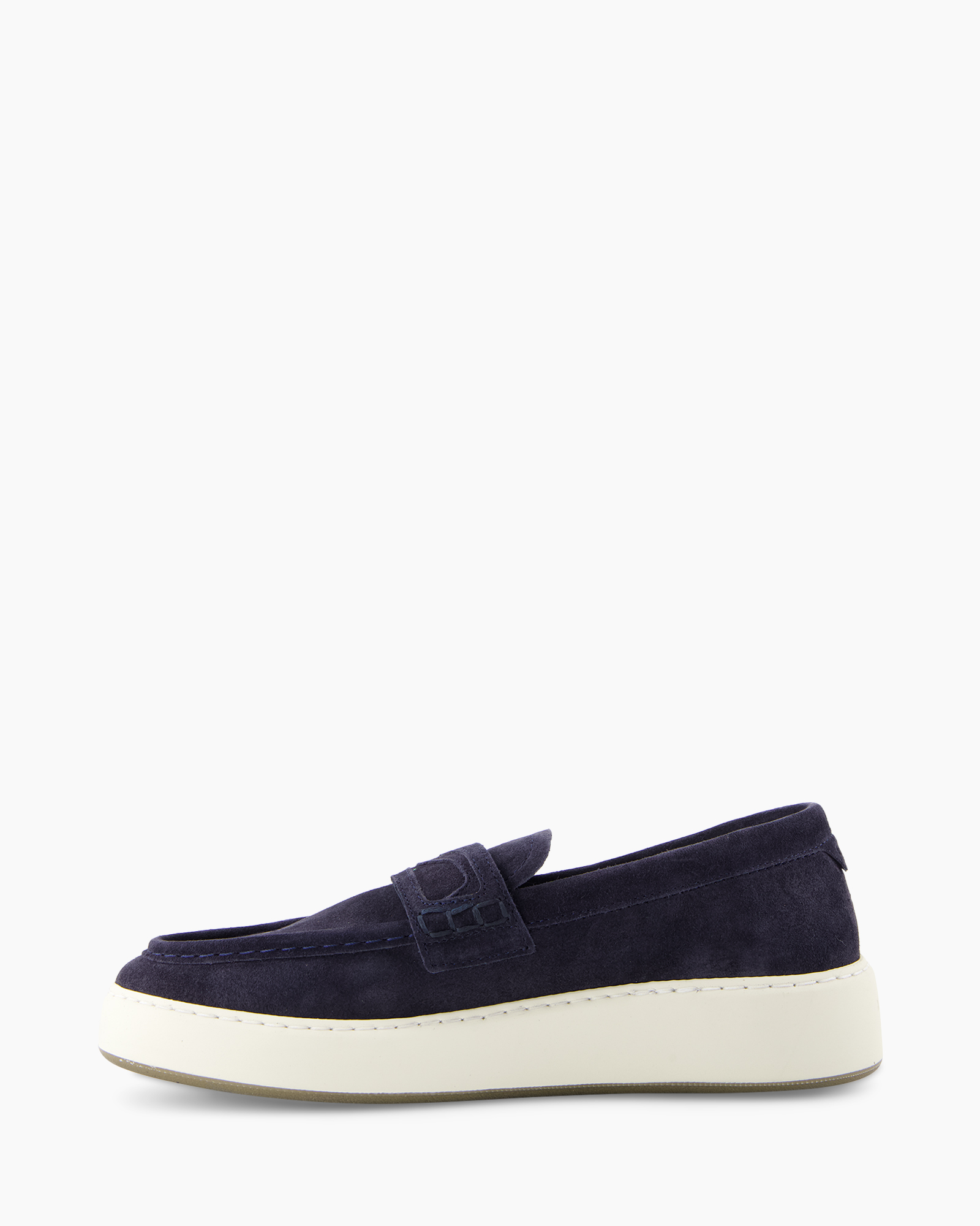 loafers, slip-on, suede, navy, cream sole
