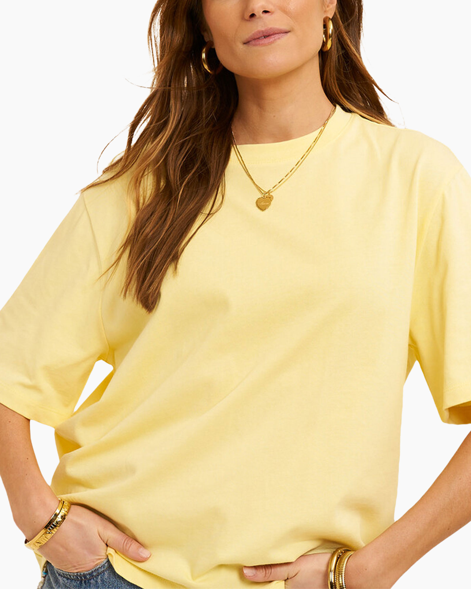 t-shirt, short sleeve, yellow, cotton, basic tee