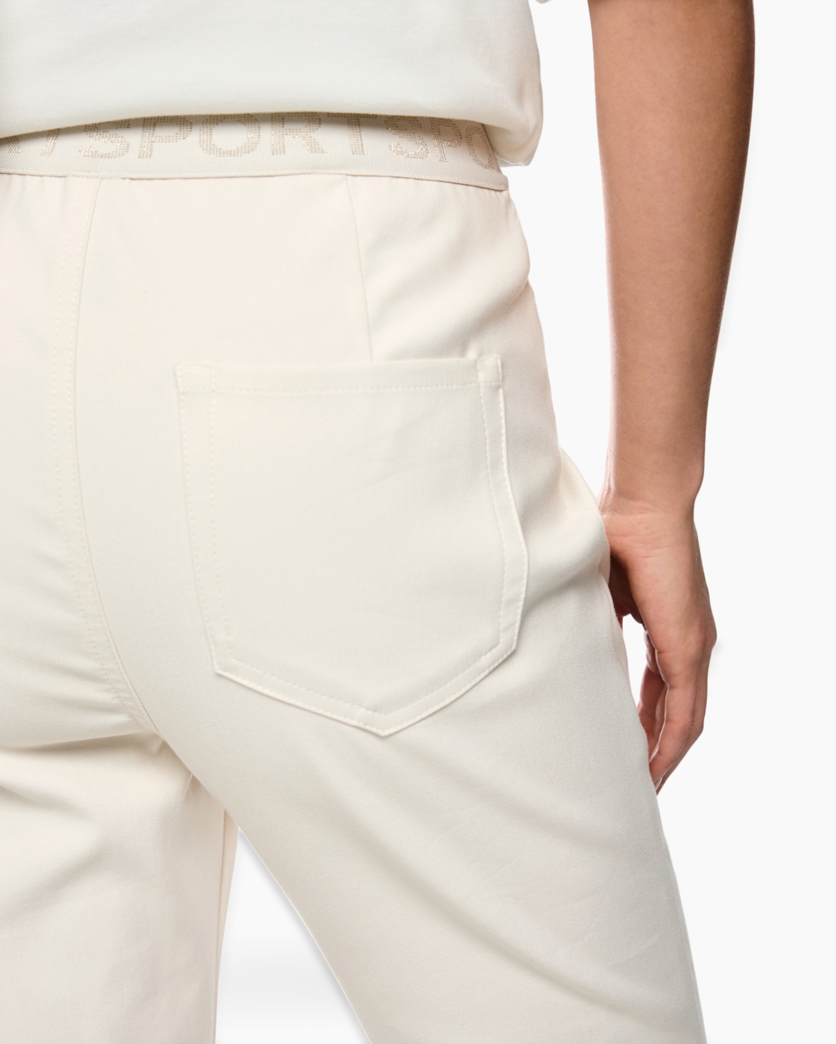 broek, achterzak, crèmeWit, middelhoog, riemlus waistband