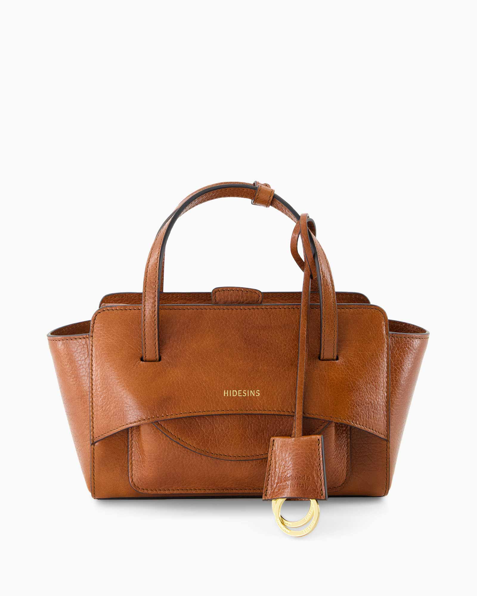 handbag, bruin, leerleder, bovenhandvat, goudkleurige-gesp