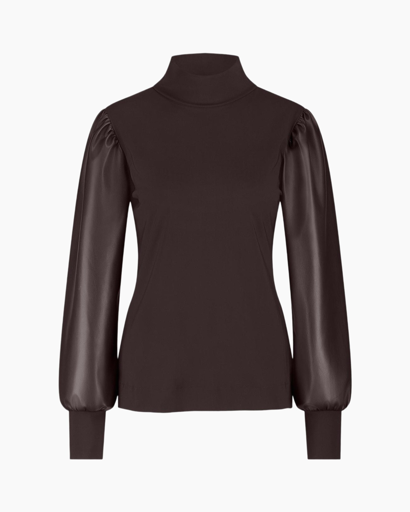 Top Noortje Faux Leather Top Donker Bruin