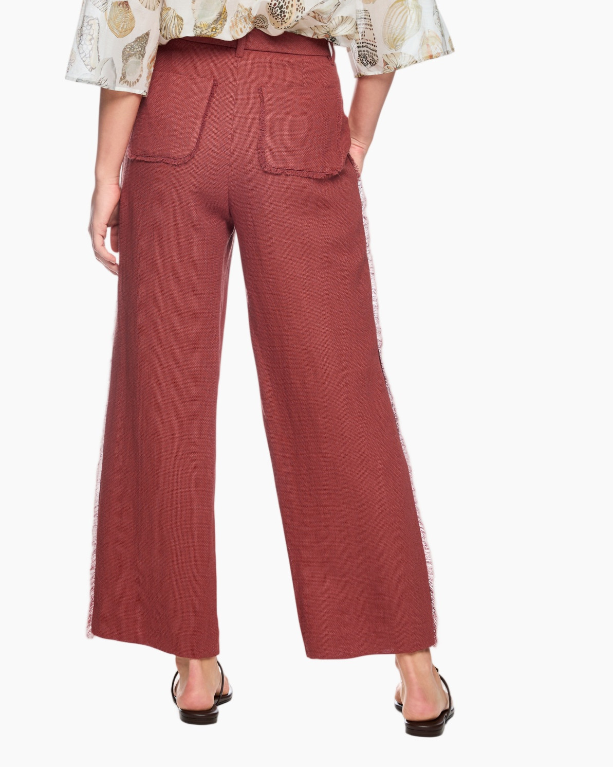 pants, wide-leg, rust, linen, trousers
