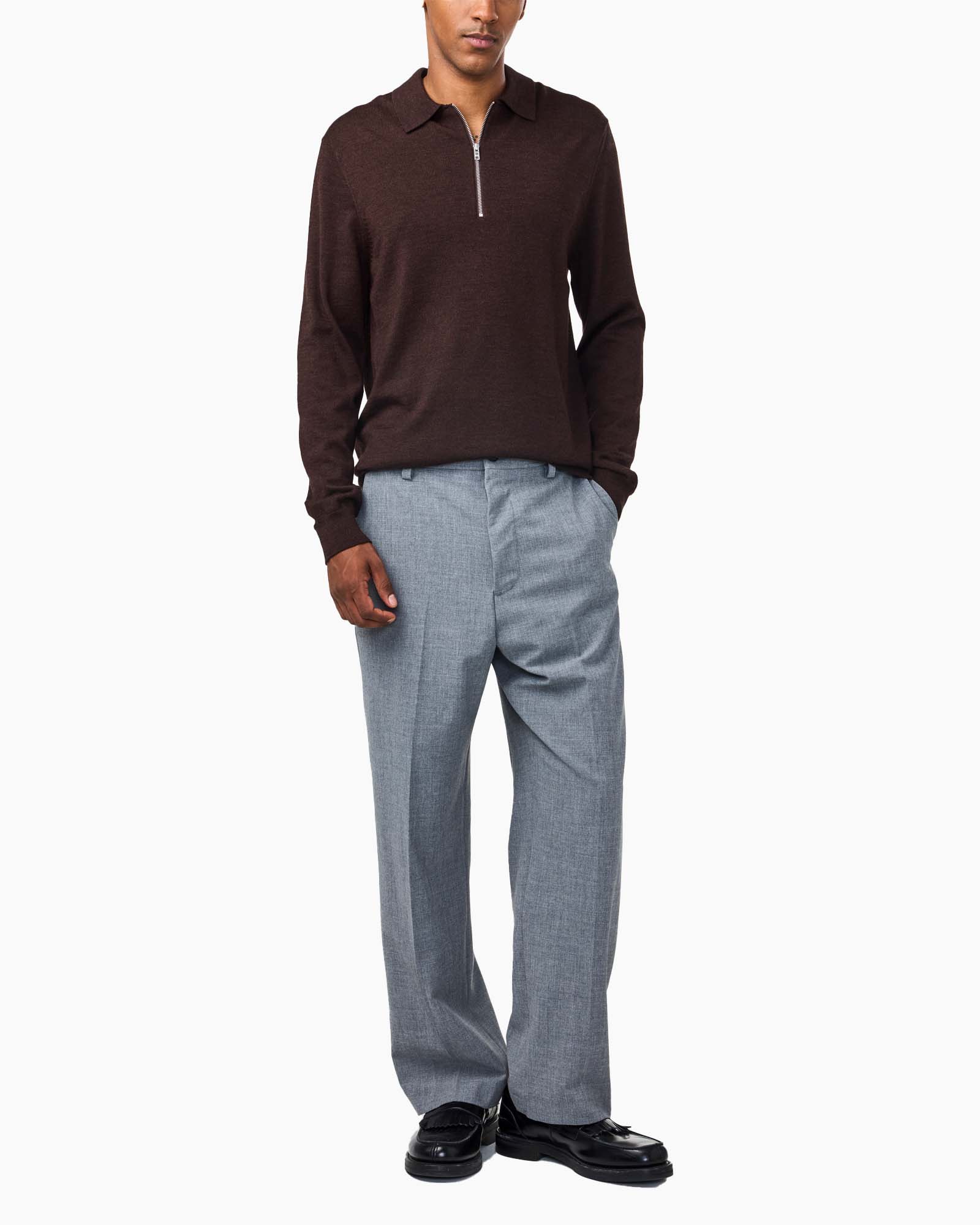 Pullover Sergio Zip Polo 6605 Bruin