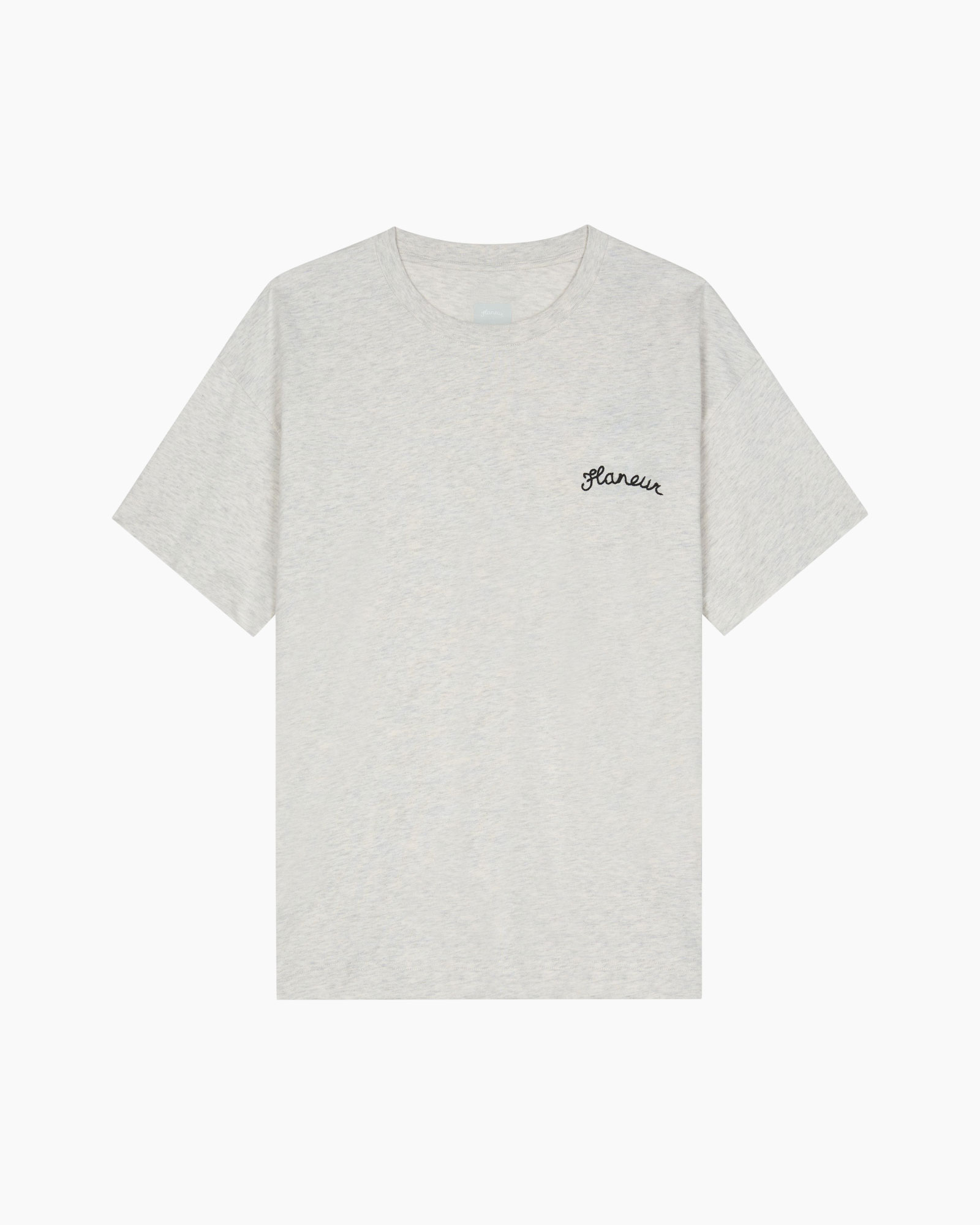 t-shirt, mouwloos, kraagloze ronde hals, linnenlook, logo tekst
