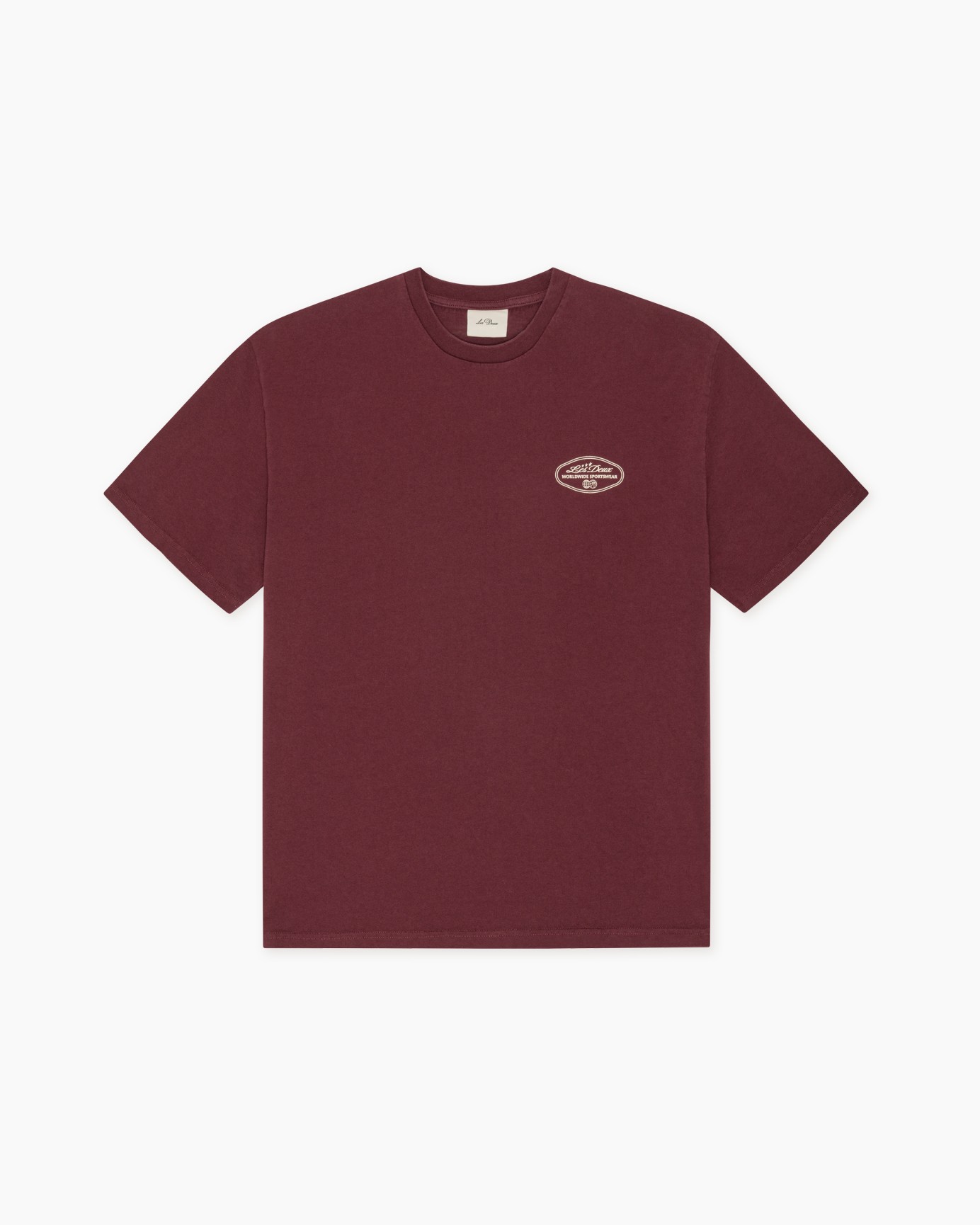 t-shirt, korte mouwen, cirkellogo, fijn gekleurd, maroon
