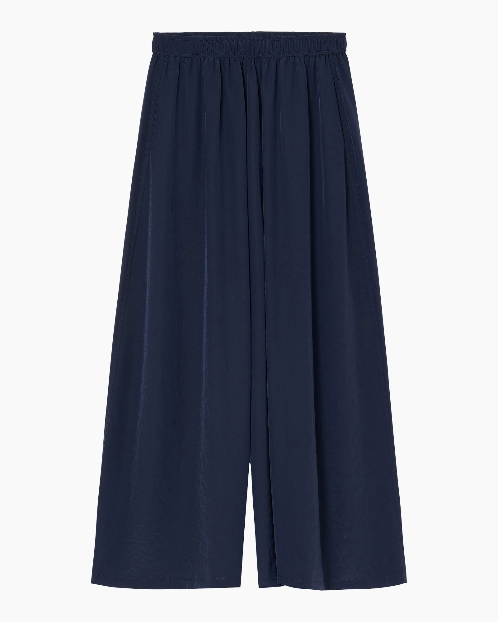broek, broek, wijd, marineblauw, elastische taille