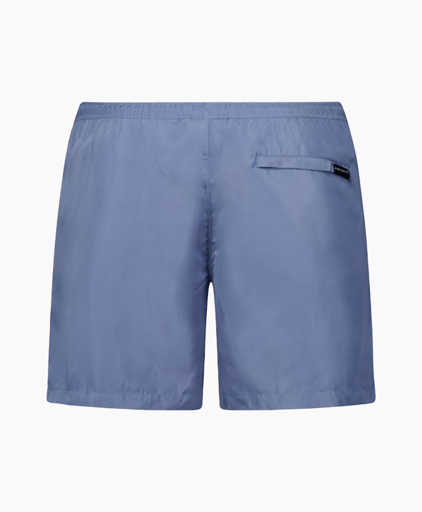 zomershorts, touwsluiting, elastische taille, effenkleur blauw, knie-lang