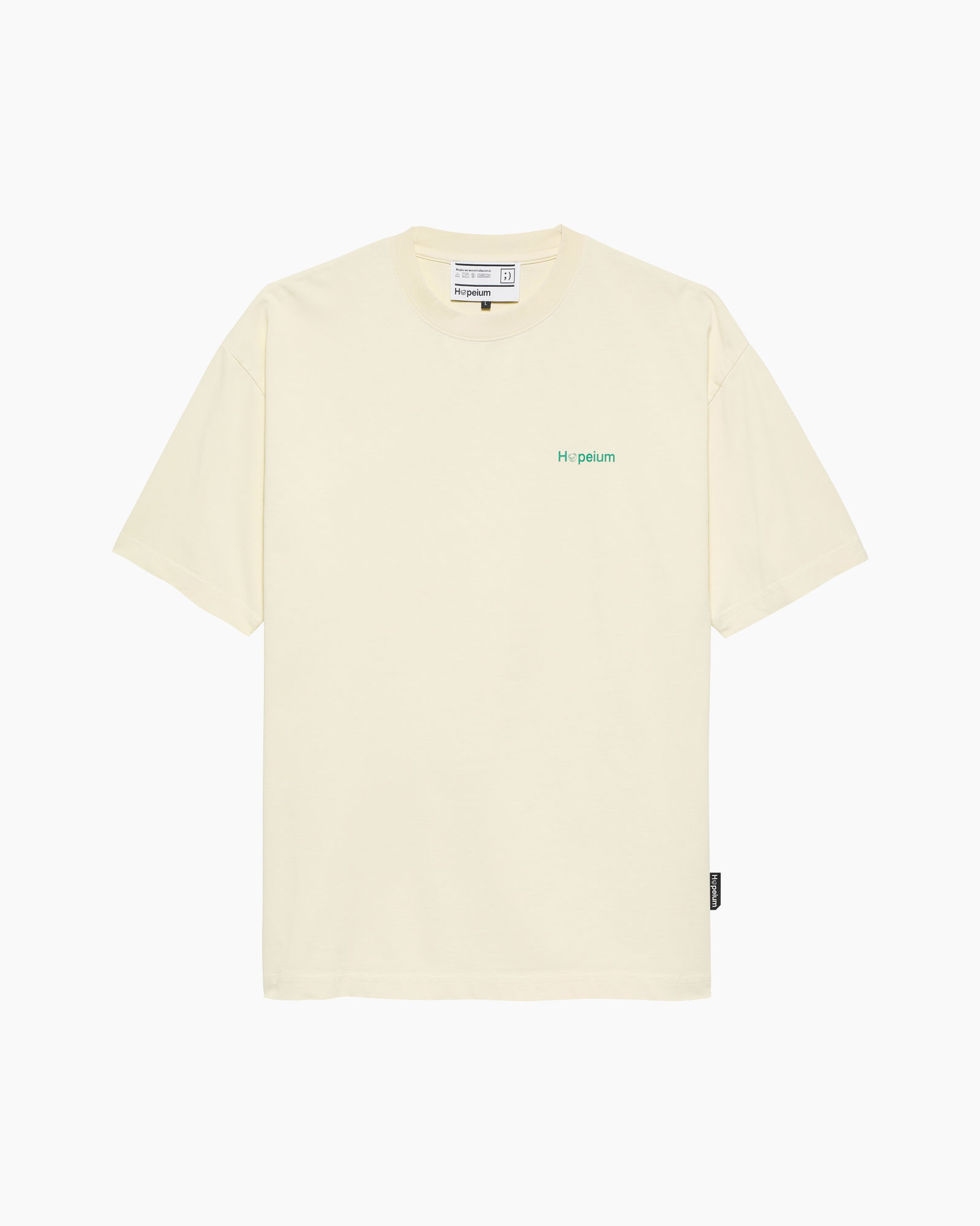 t-shirt, korte mouw, ronde hals, beige, klein logo