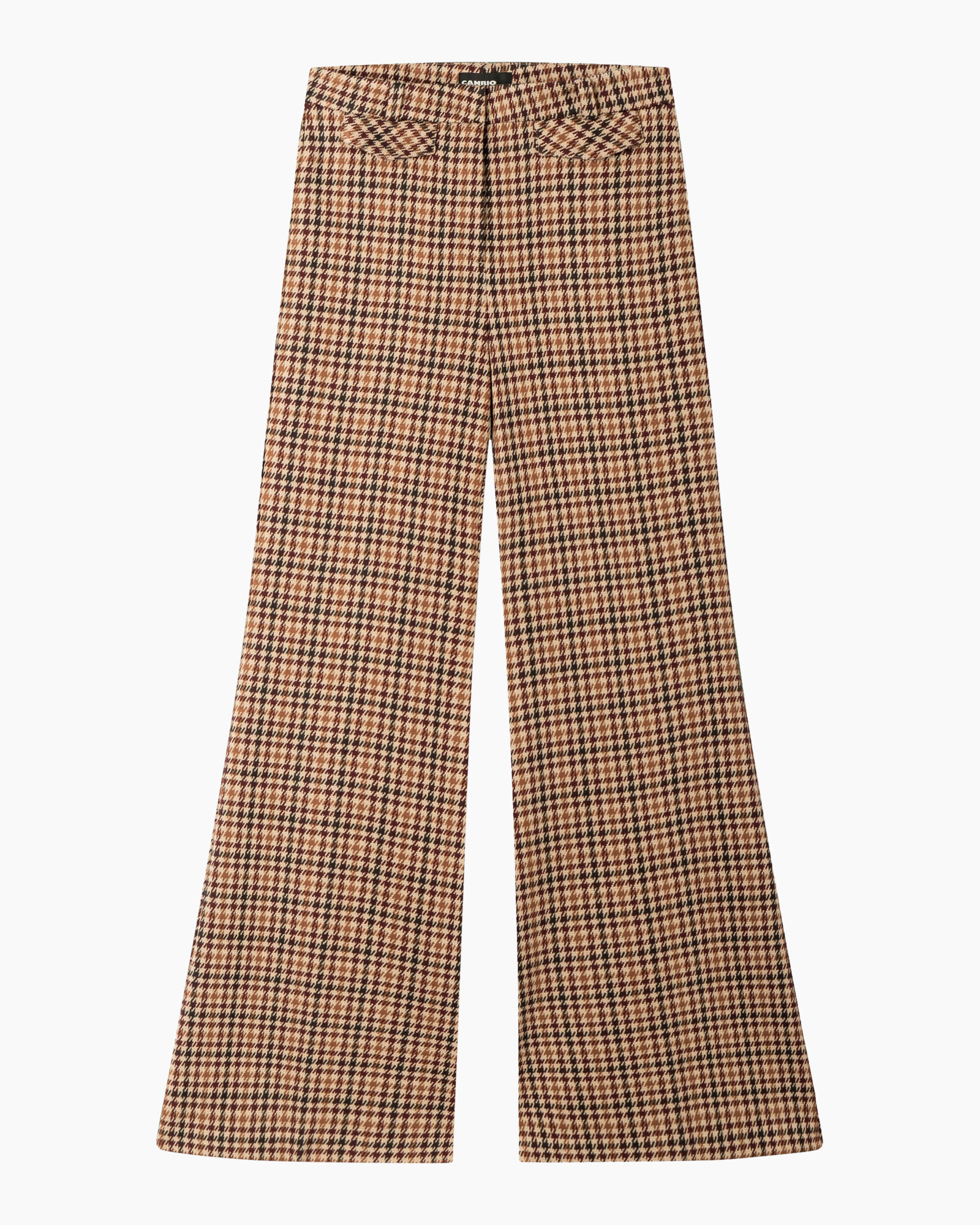 broeken, broek, bruin, hertenmut, wijd uitlopende