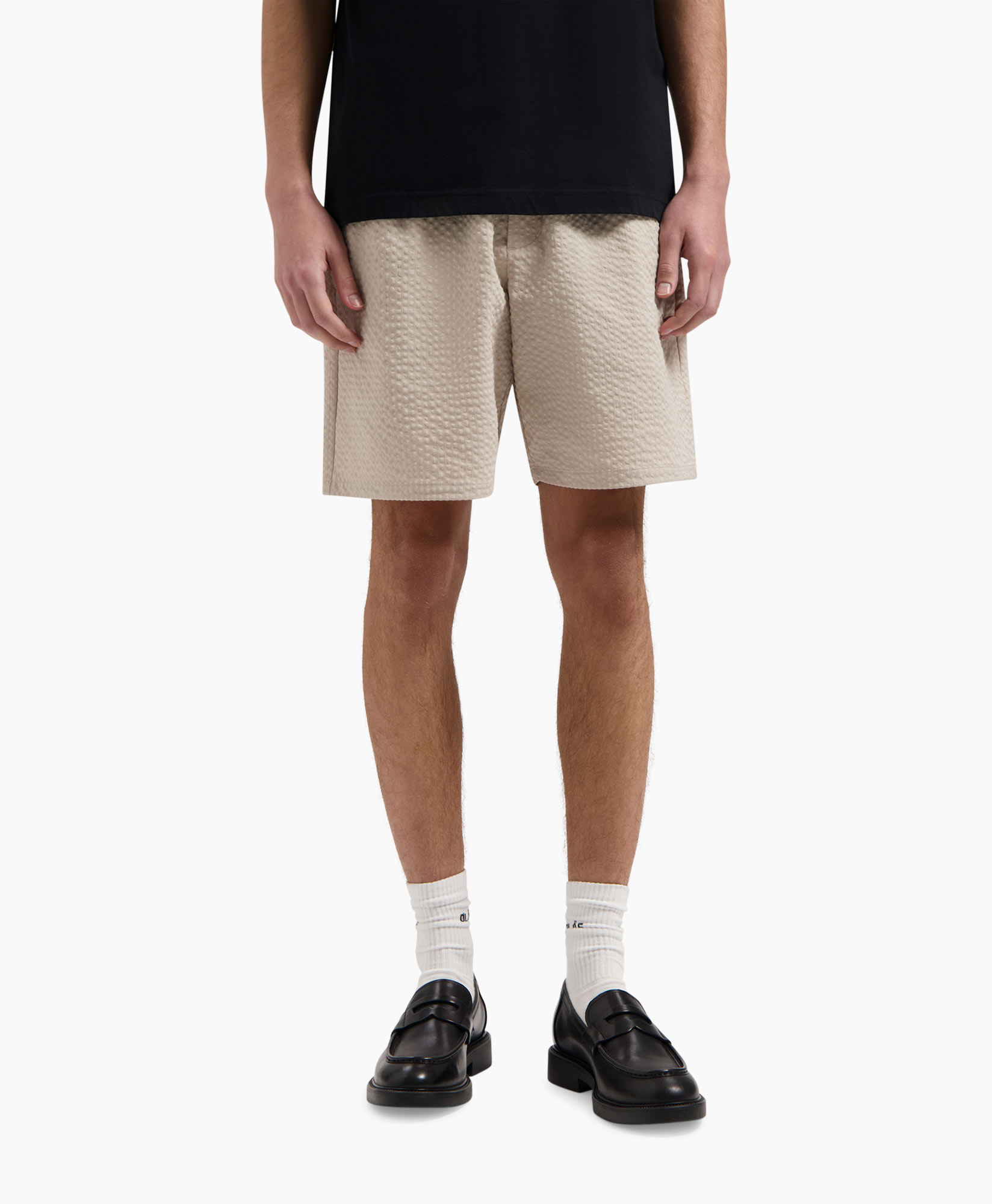 Korte Broek Seersucker Beige