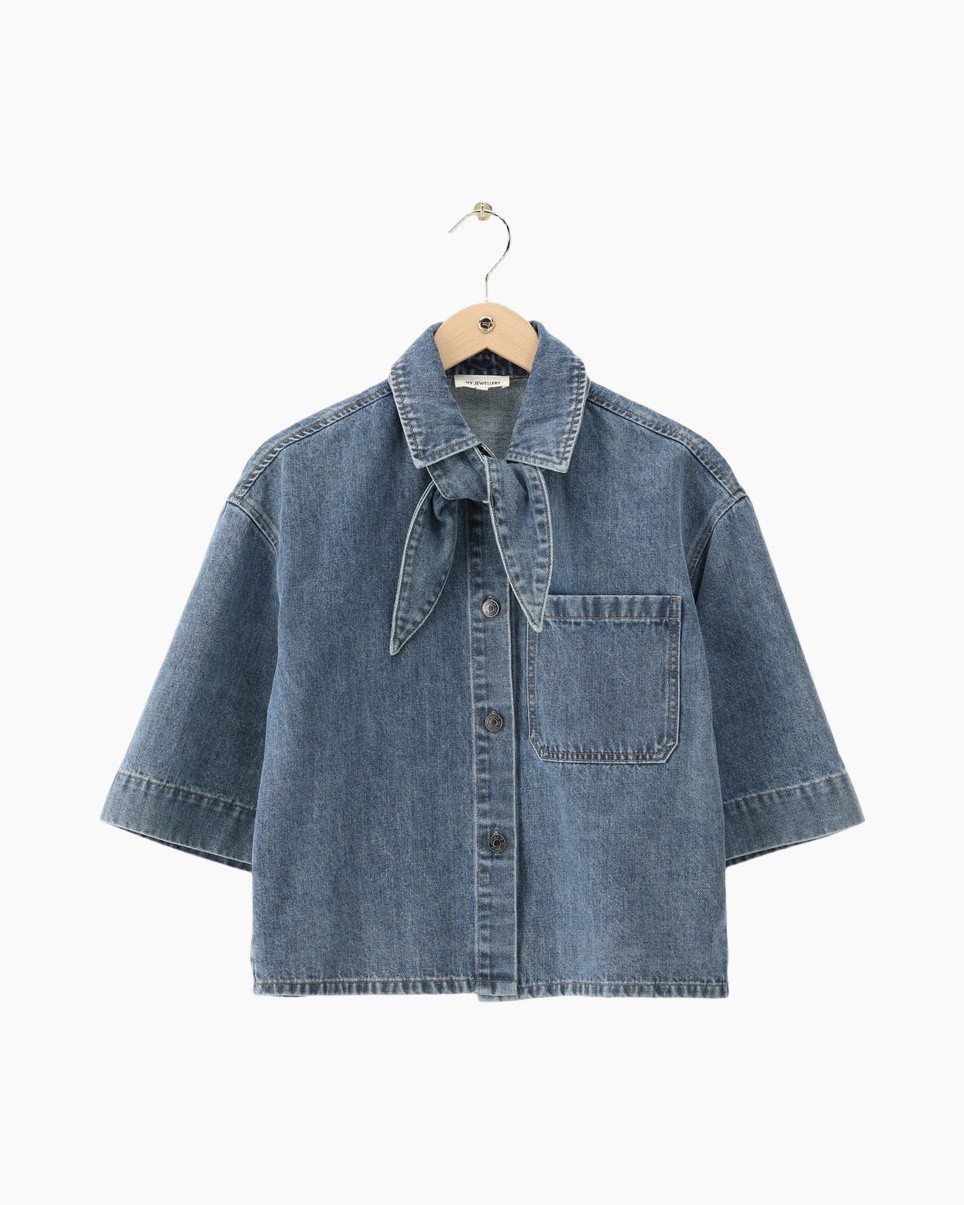 denim, jacket, blauw, zak, knoop