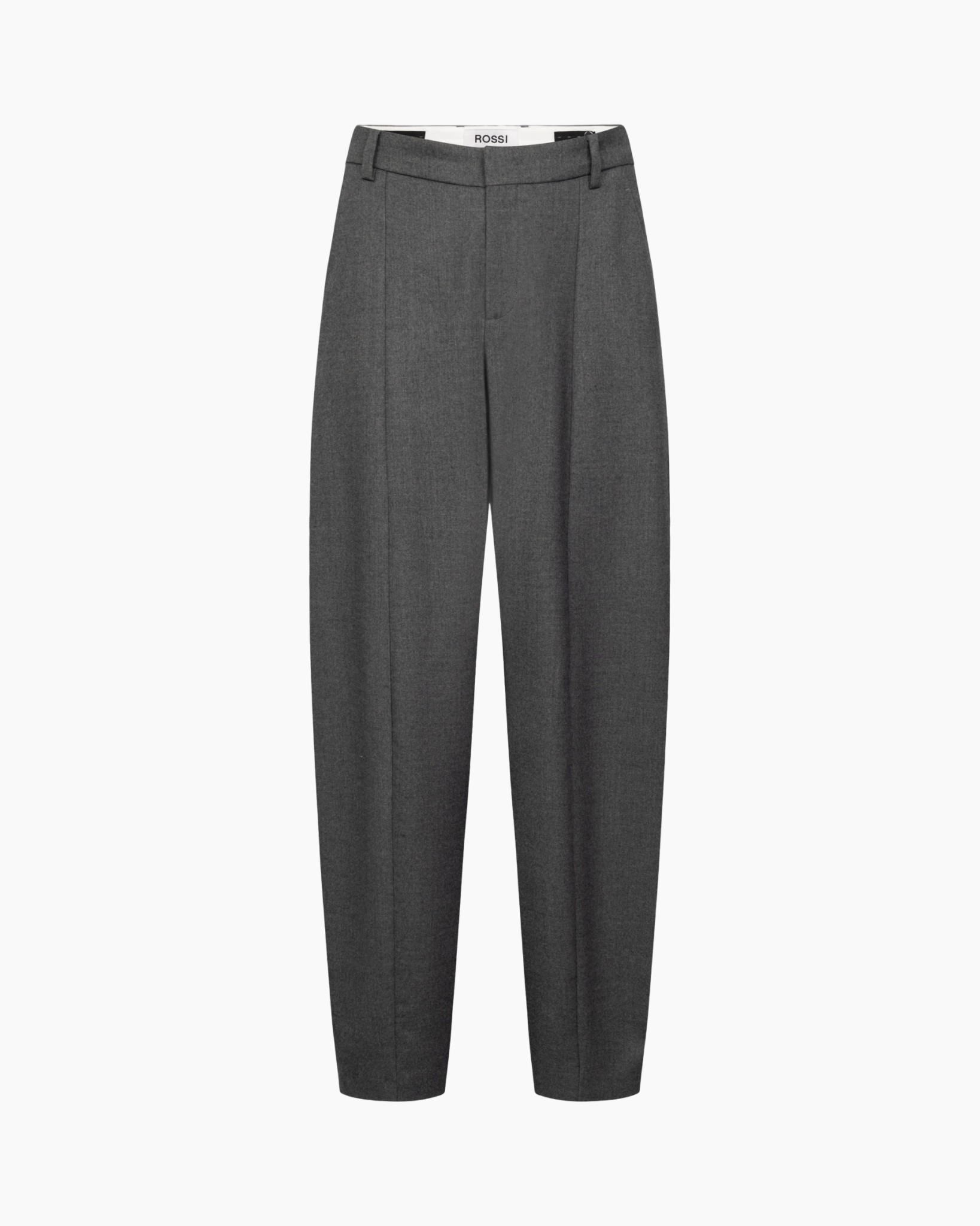 broek, grijs, plooien, riemloos, recht