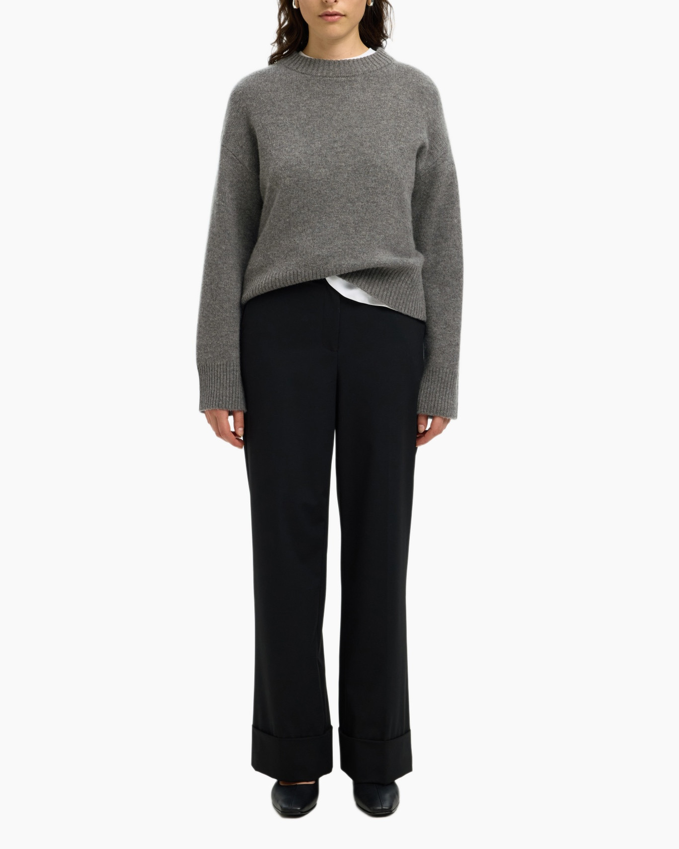 Trui Cille Cashmere Blend Ls Knit O-n Grijs