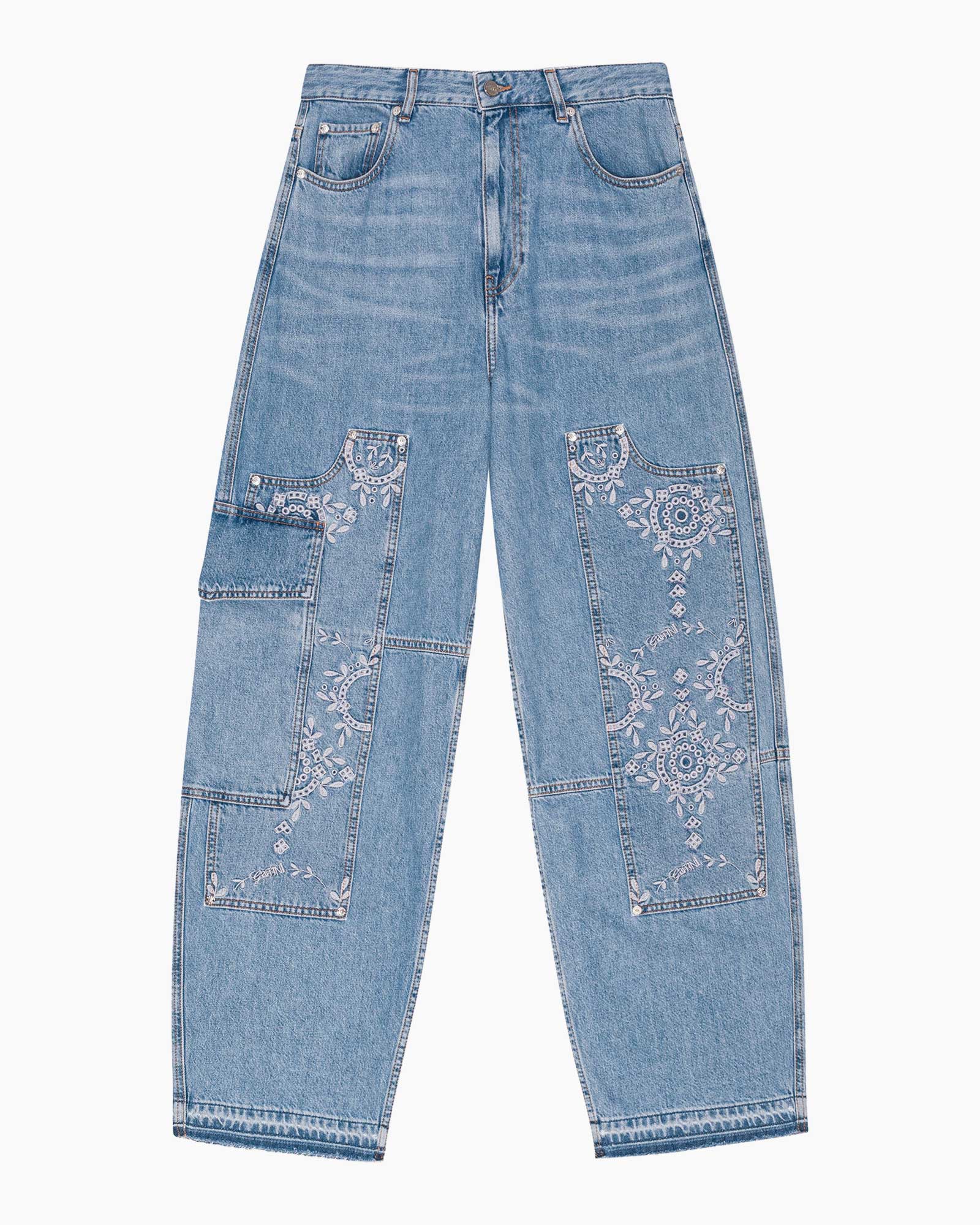 Jeans Broderie Anglaise Denim Carpenter Licht Blauw