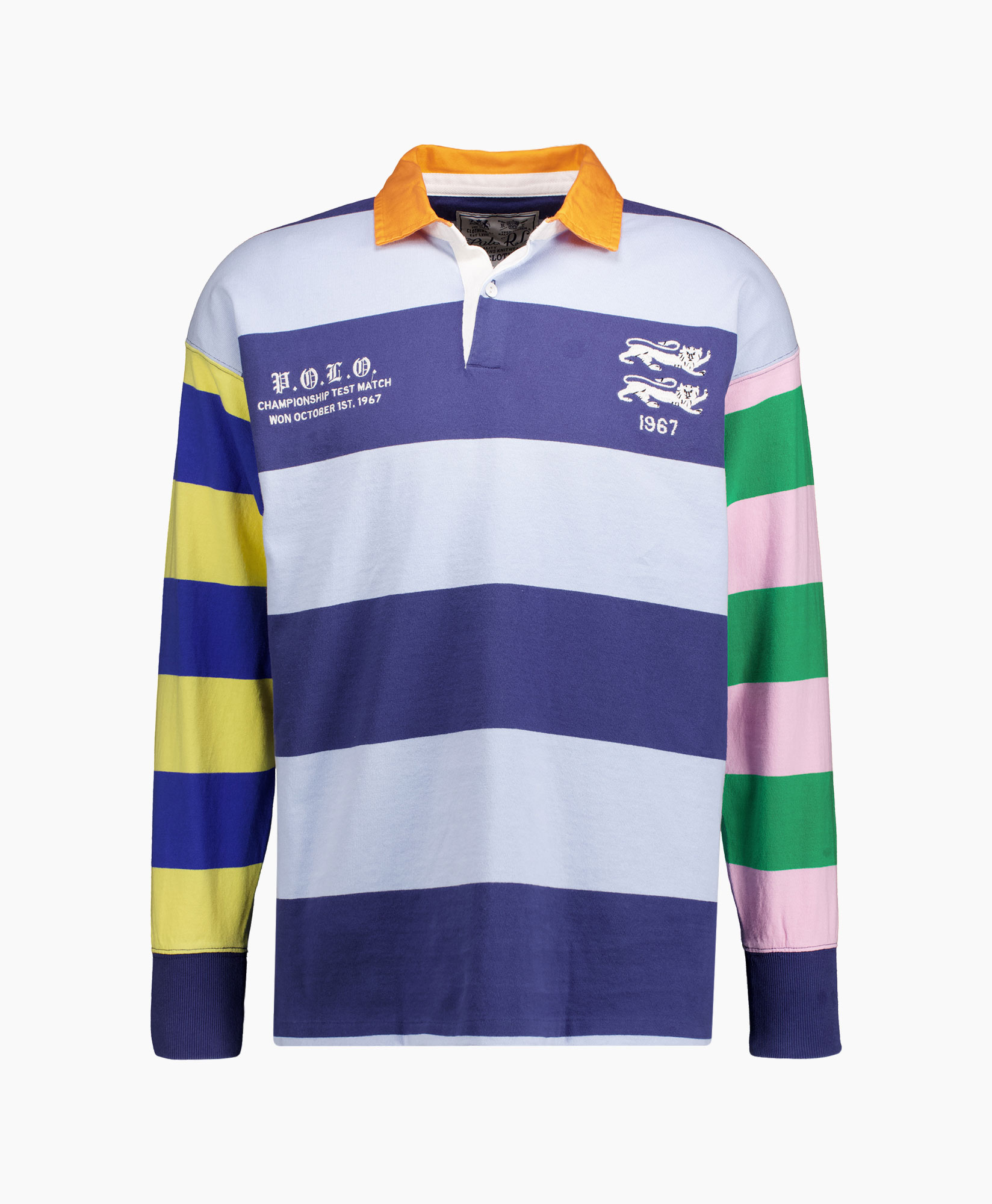 Polo Rugby Striped Ls Blauw