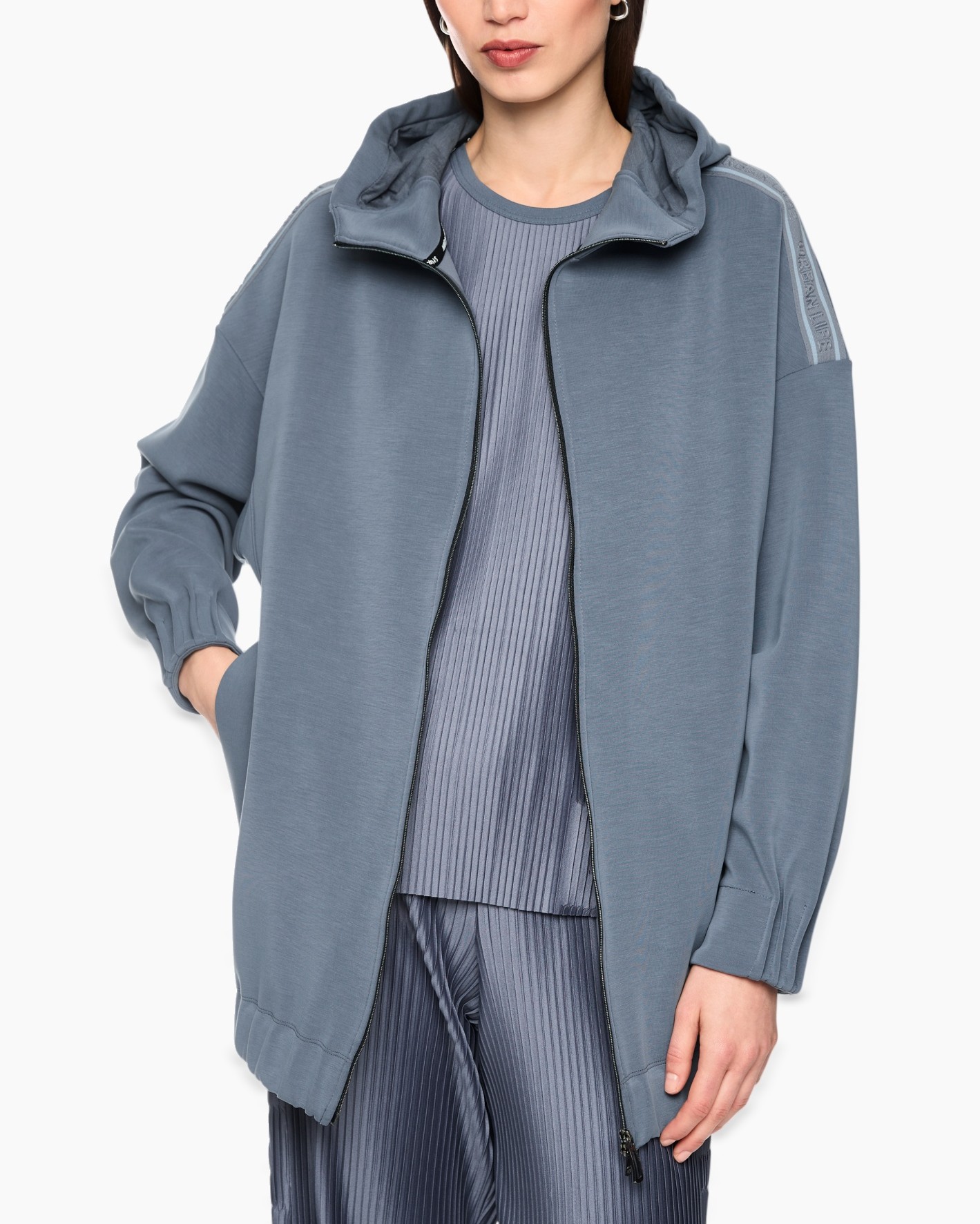 hoodie, jas, blauw, rits, get hooded