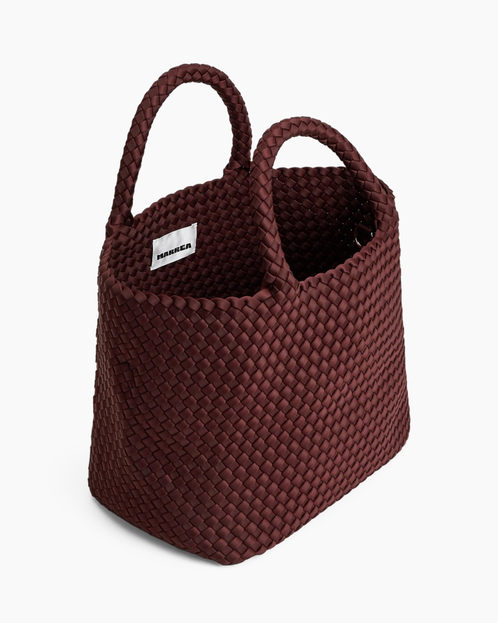 mand, tote, geweven, kastanjekleur, twee-handvatten