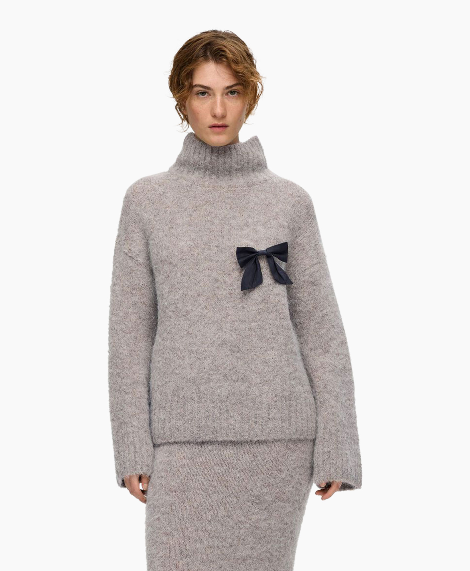 Gebreide Trui Gabella Ls Knit High-neck W Grijs