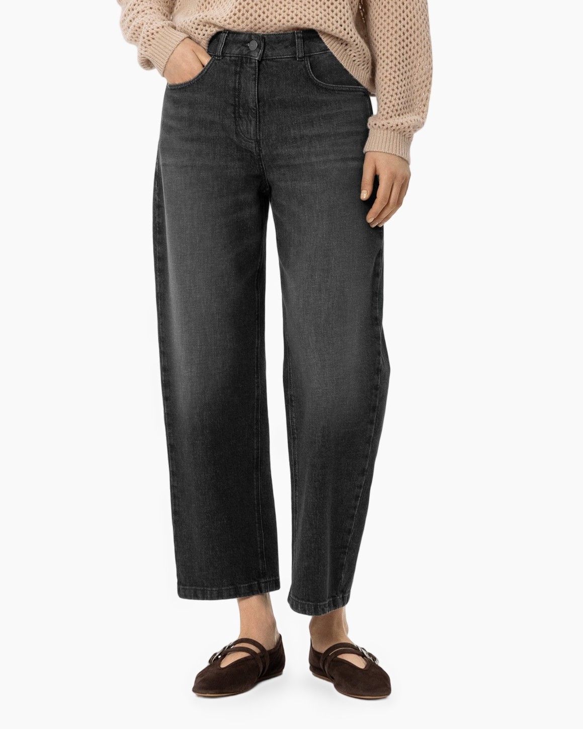 spijkerbroek, wijdere pijp, zwart, denim, broeken
