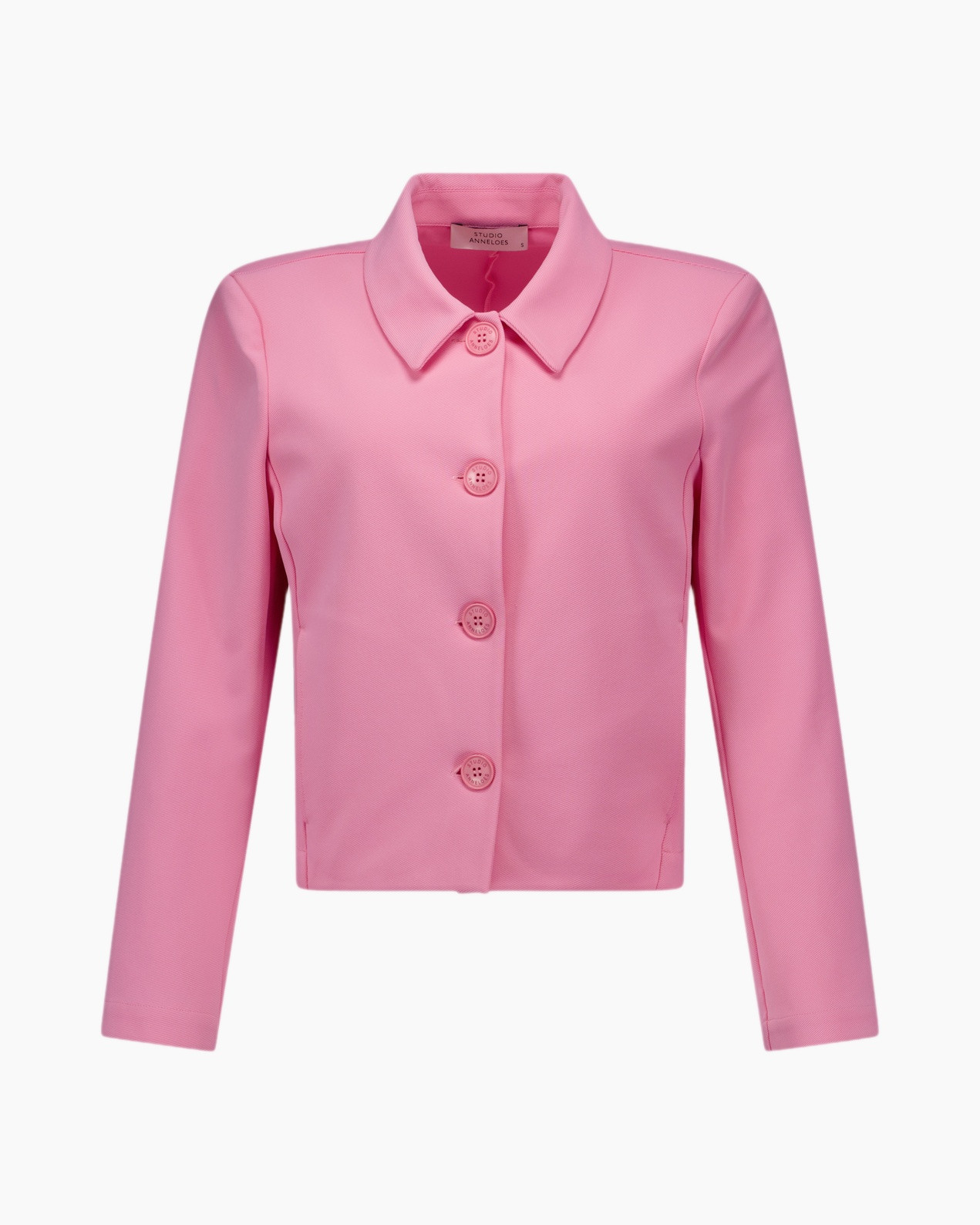 roze, jasje, lange mouwen, kraag, knopen