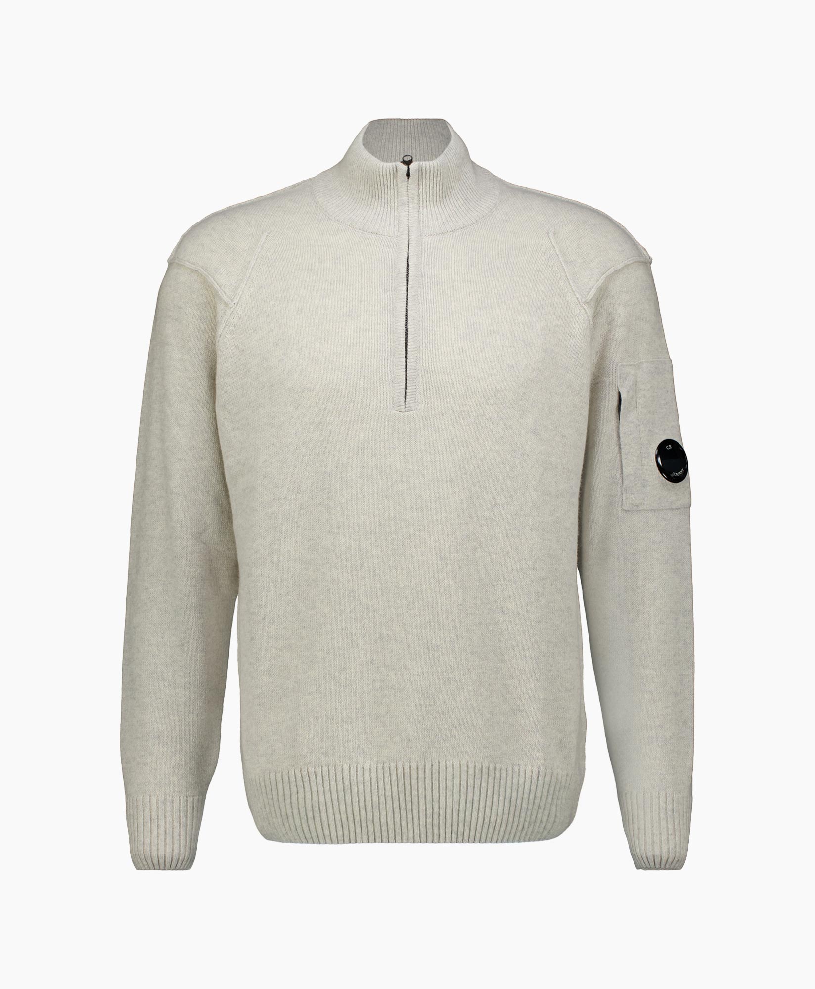 Gebreide Trui Lambswool 1/2 Zip Polo Collar Beige