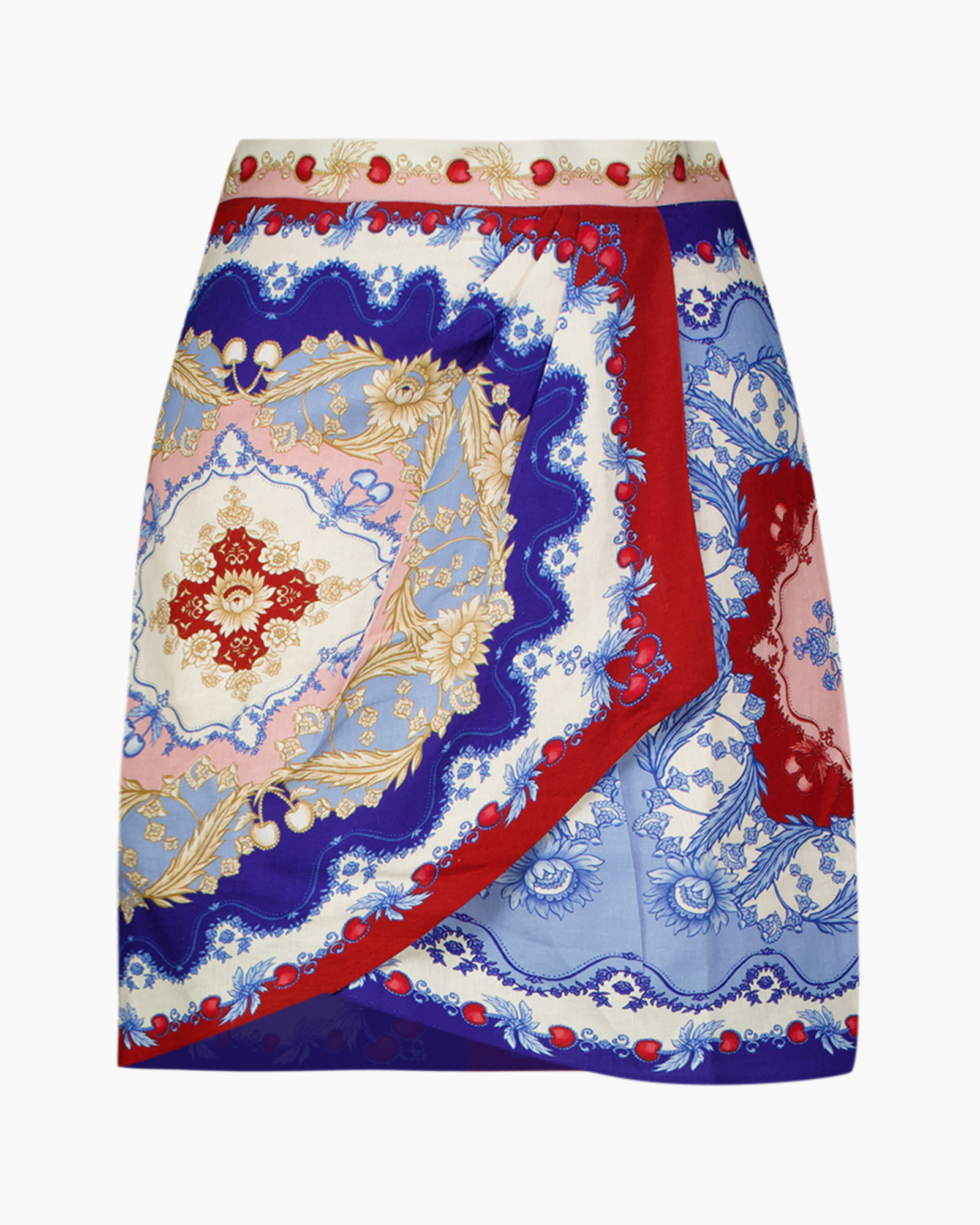 skirt, wrap, pattern, multicolor, baroque