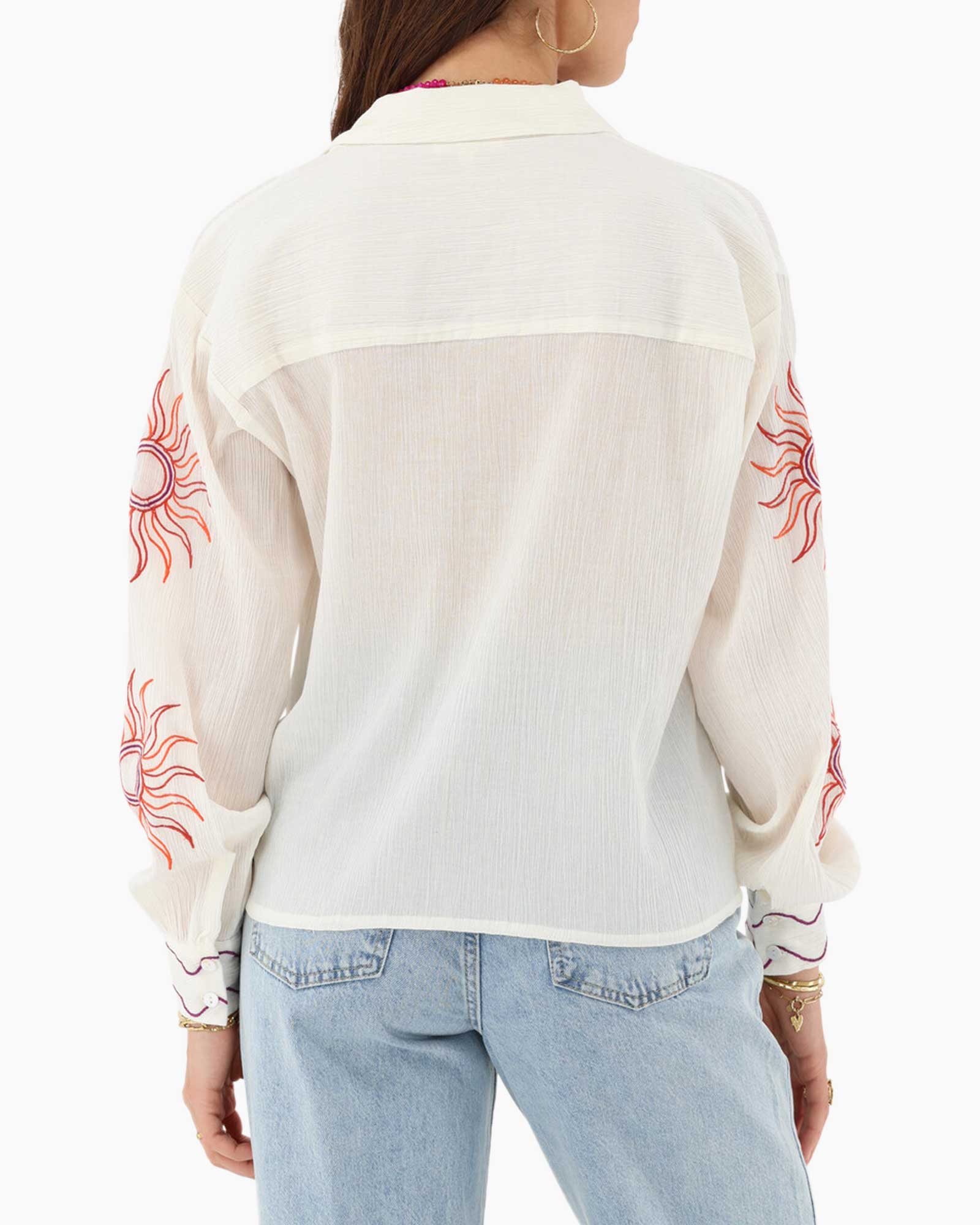 Blouse Embroidered Sun Blouse Wit