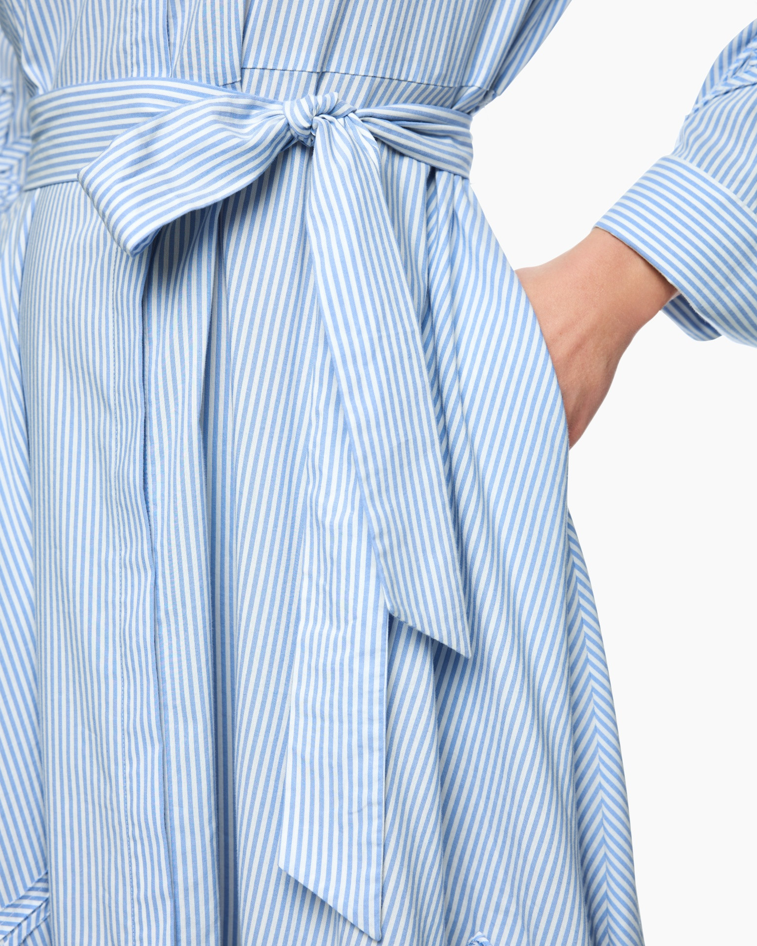 striped, blue, belt, dress, waist-tie