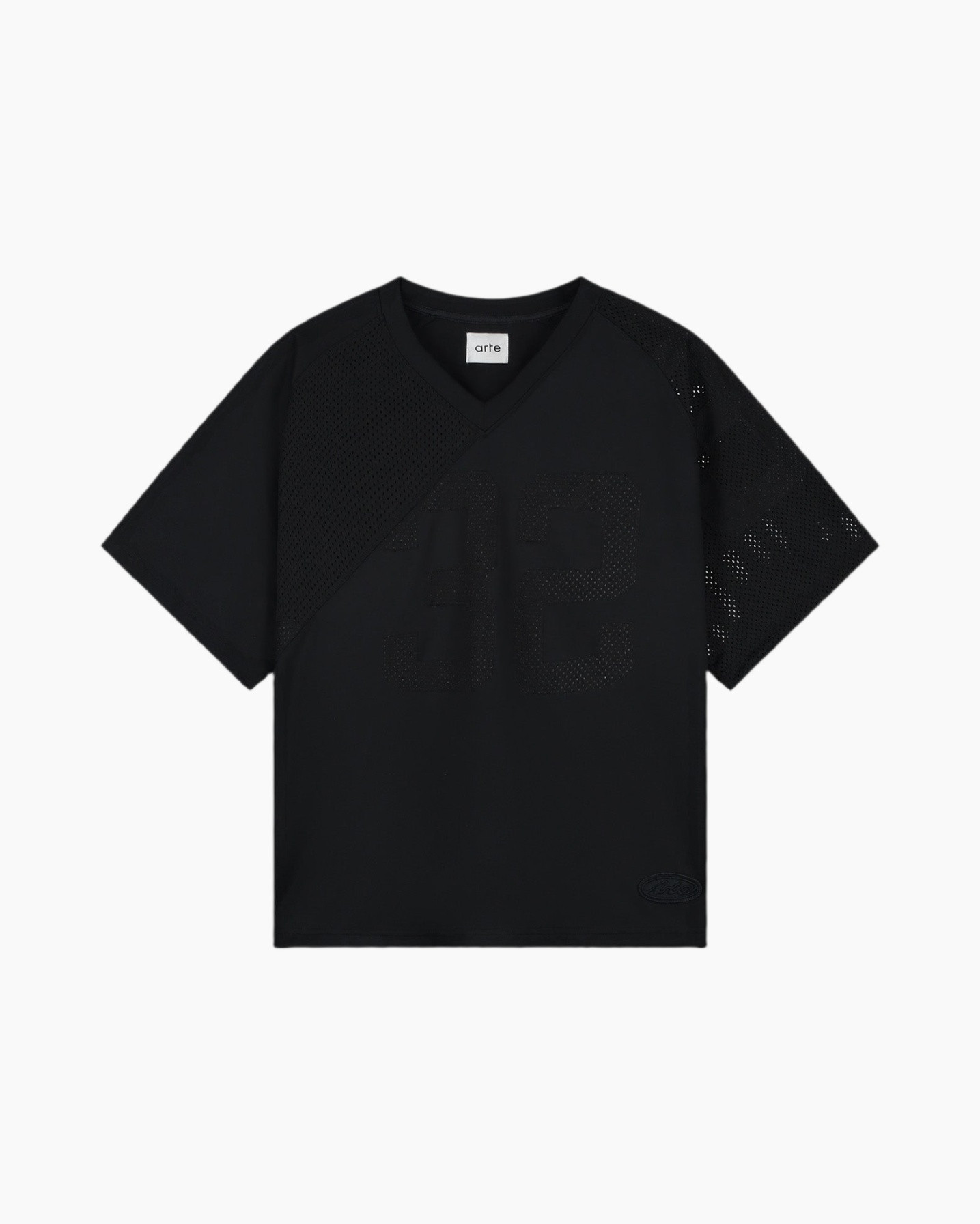 t-shirt, mesh, logoless, black, v-neck