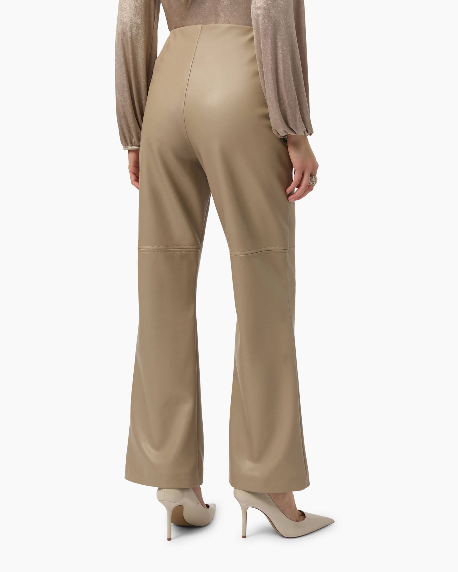 Flared Broek Pu Beige