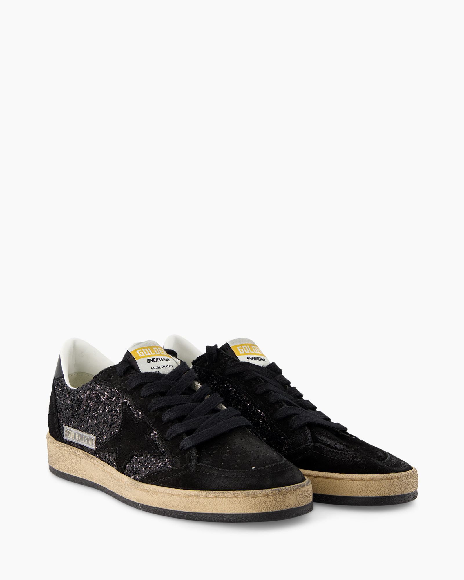 sneaker, zwart, glitter, lage sneakers, gumsole