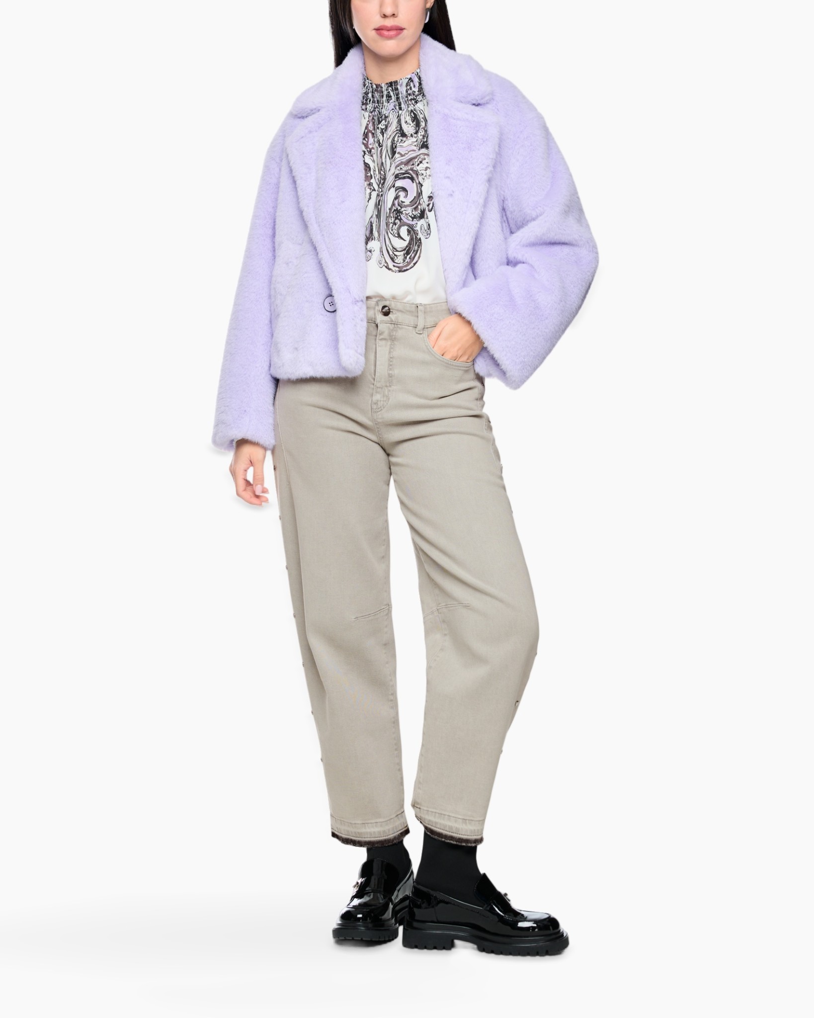 jas, vacht, lilak, oversized, jacket