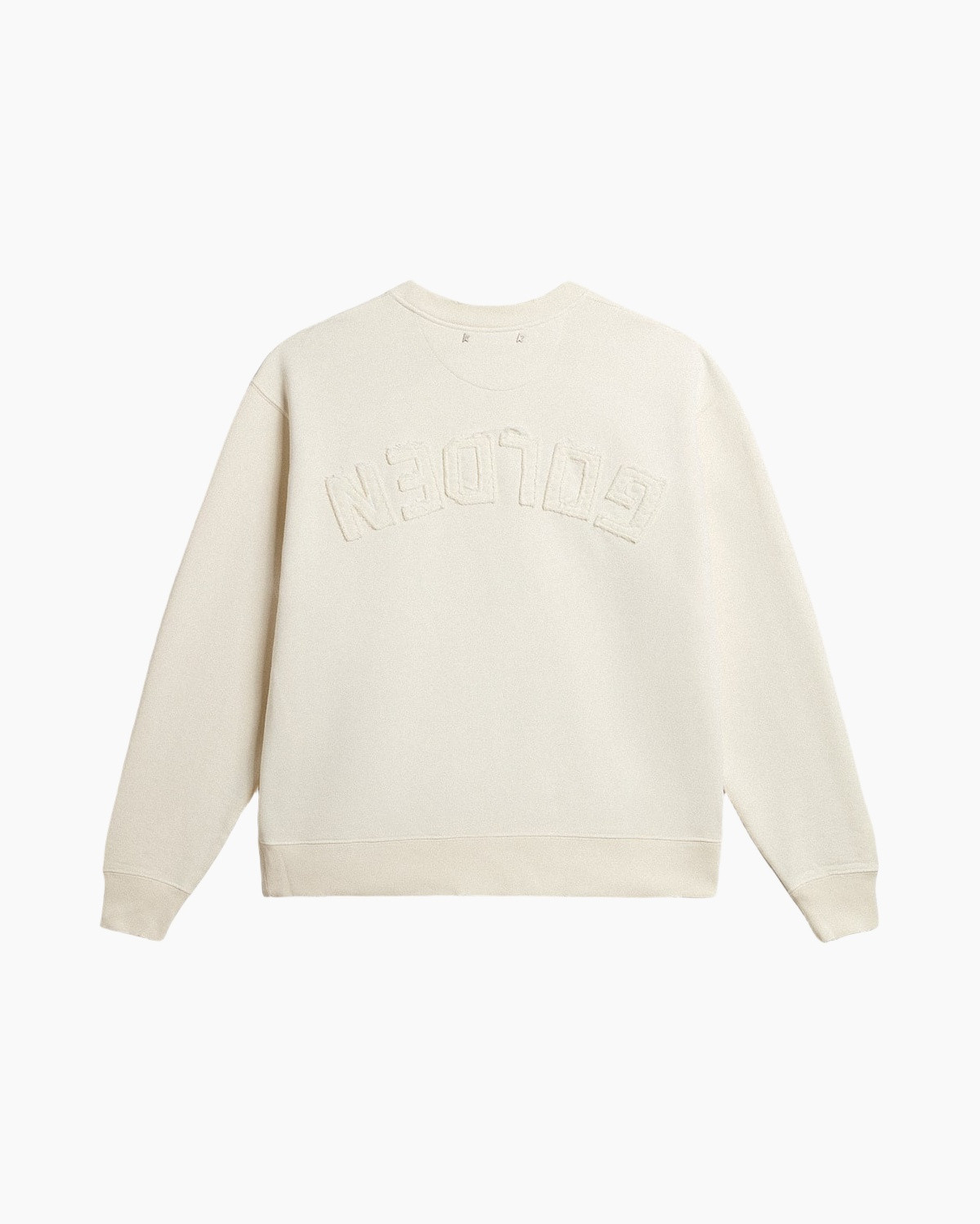 sweatshirt, crewneck, beige, embossed, plain