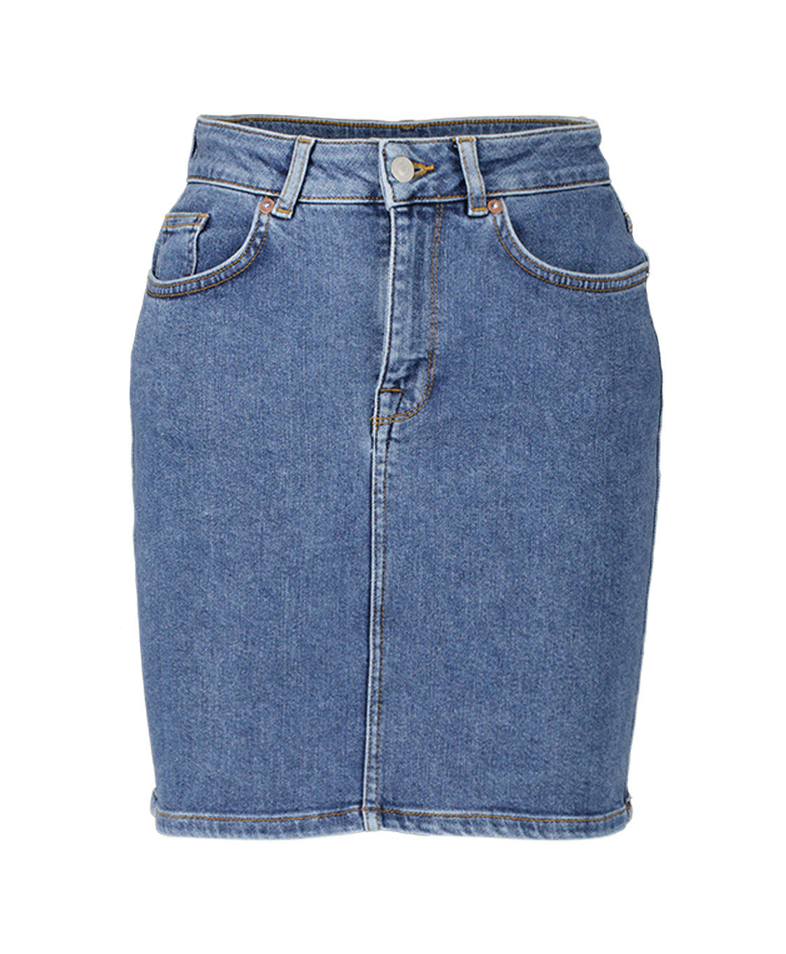 Selected Femme Rok Svava Mw Mid Blue Denim Skirt U Jeans