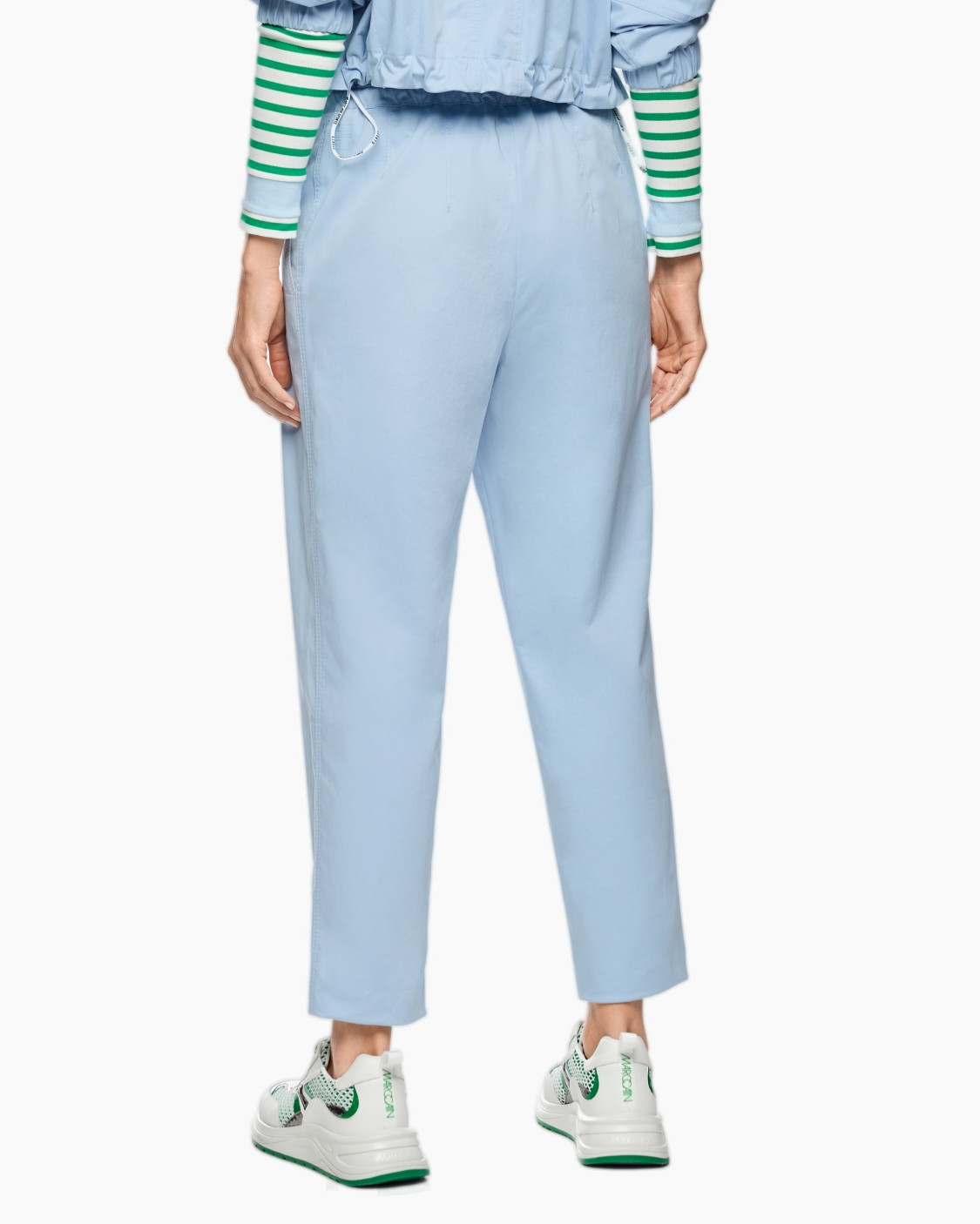 pants, drawstring, light blue, loose fit, casual