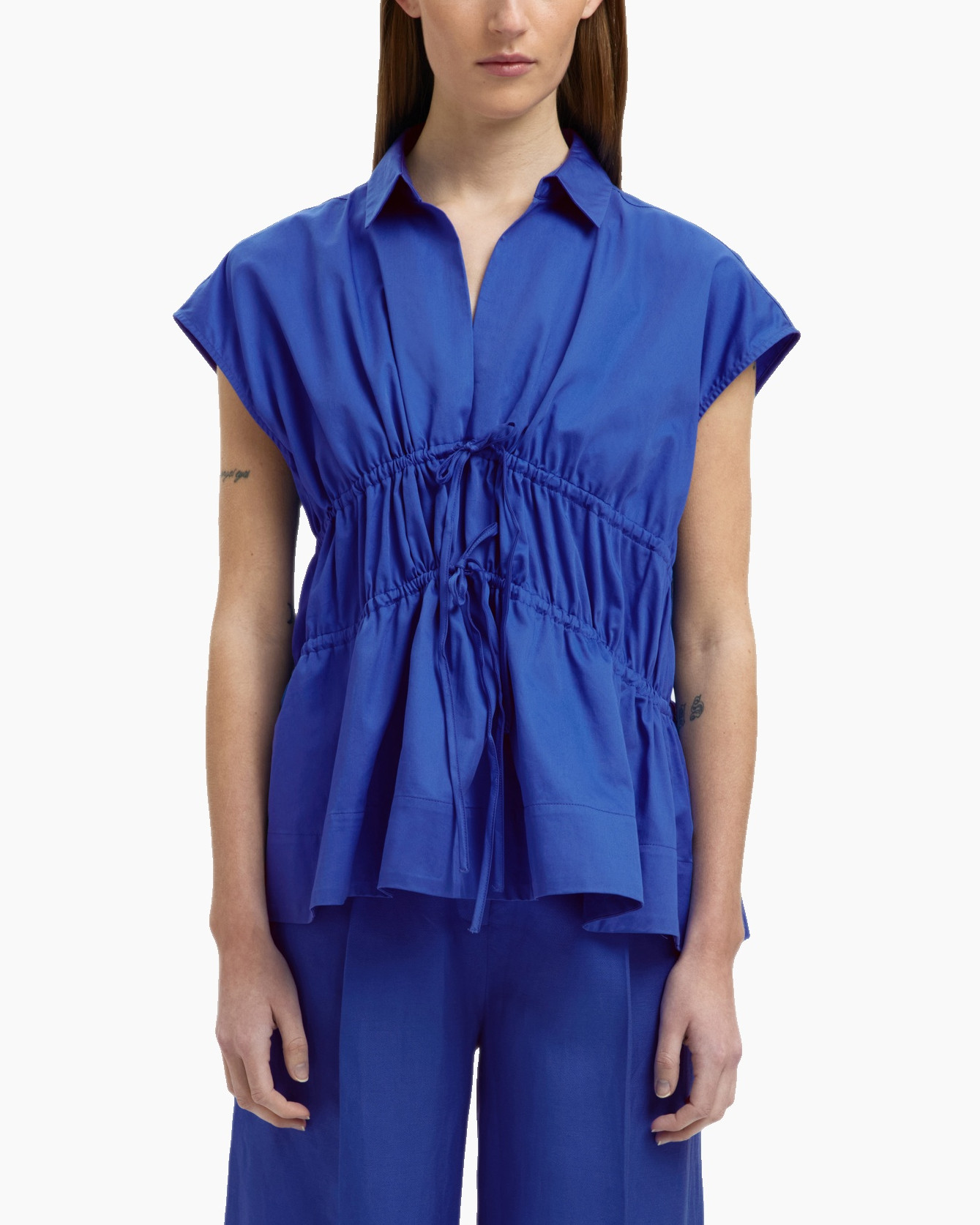 Top Ally Sl Tie Top B Blauw