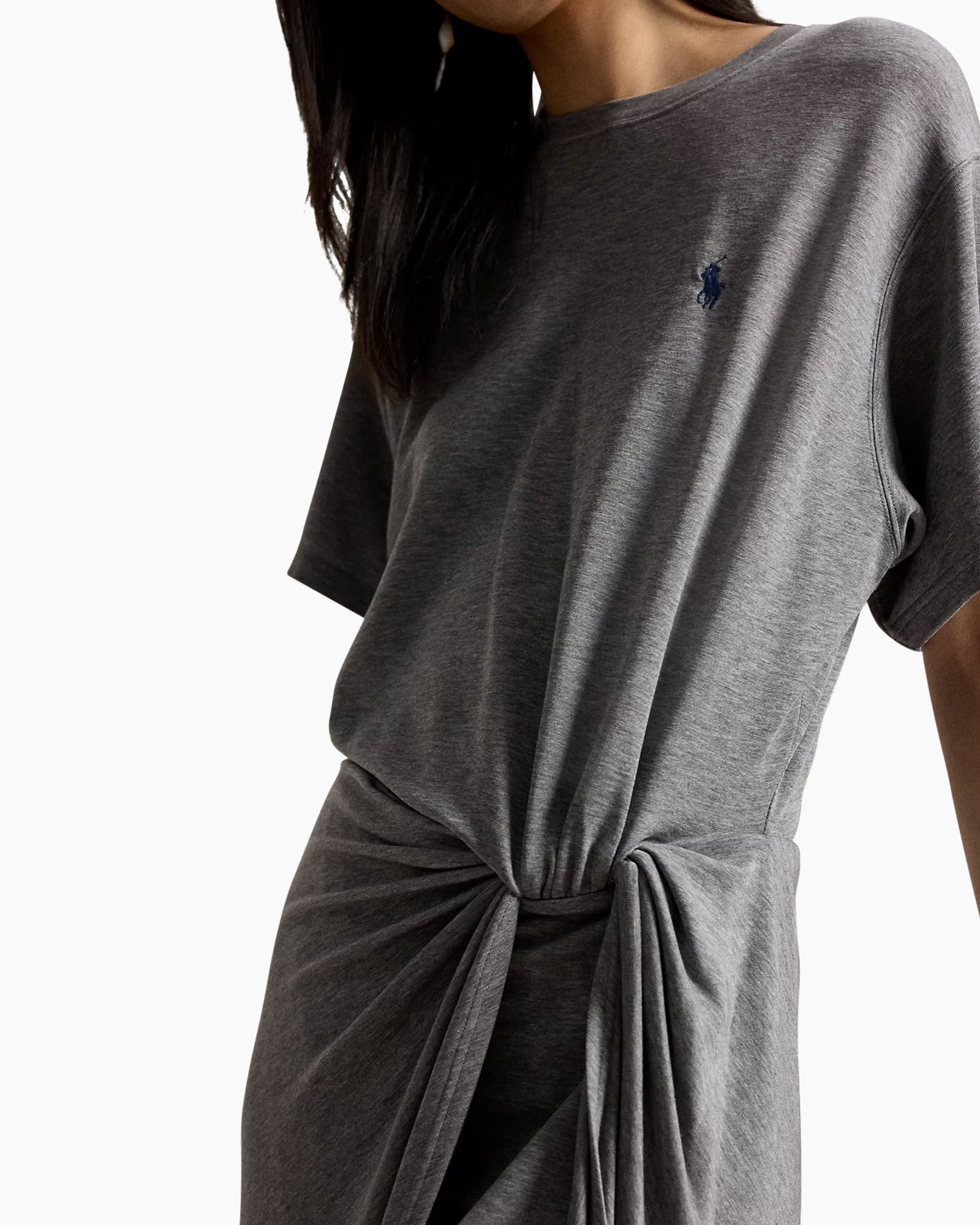 t-shirt, grijs, geknoopt, korte mouw, casual